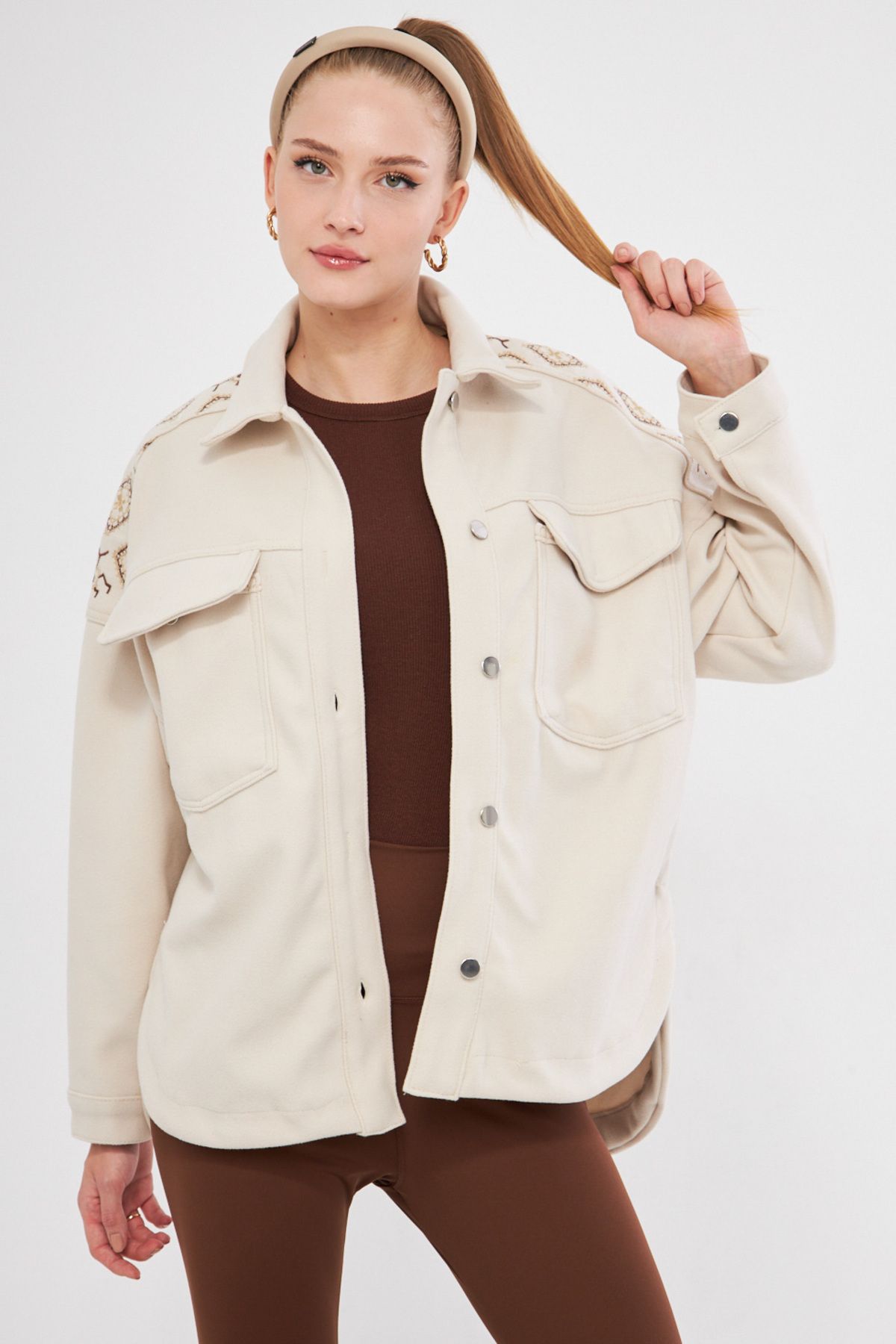 WOMEN STONE SHOOTING RIGHT ENGLISED SHIRT JACKET ARM-25K025002