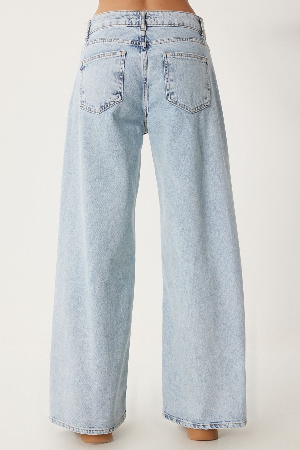 Women's Ice Blue Middle Bel Wide Leg Jeans RI00005