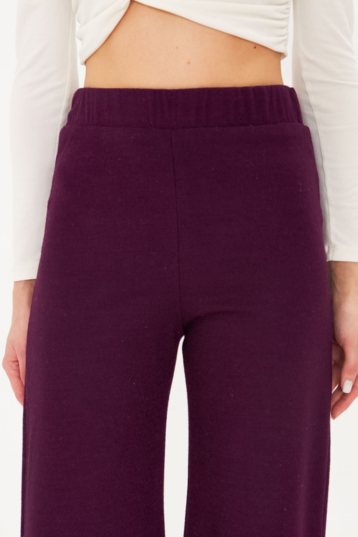Female purple waist rubber lined stamp trousers Arm-25k001092