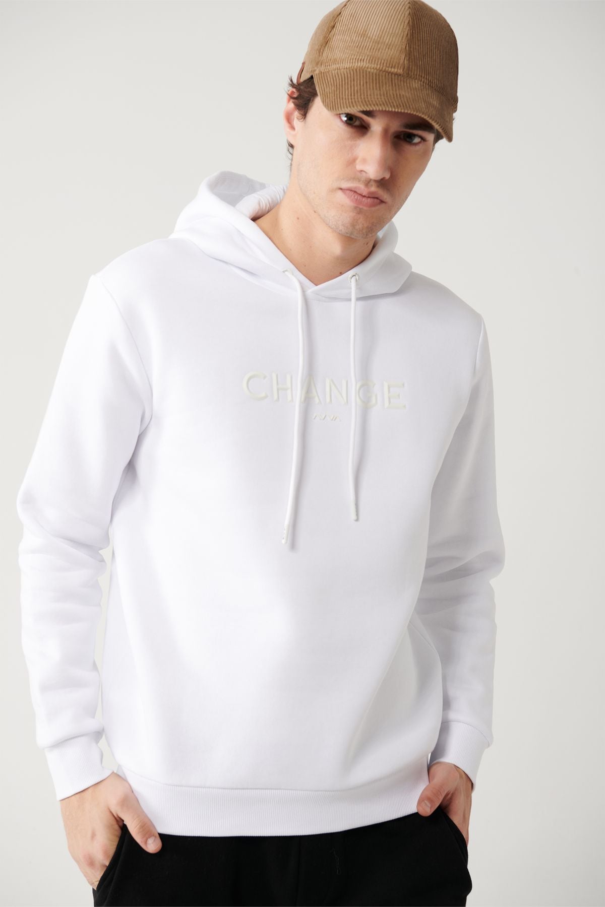 Men's white hooded 3 -IP Shardon Printed Sweatshirt A32Y1240