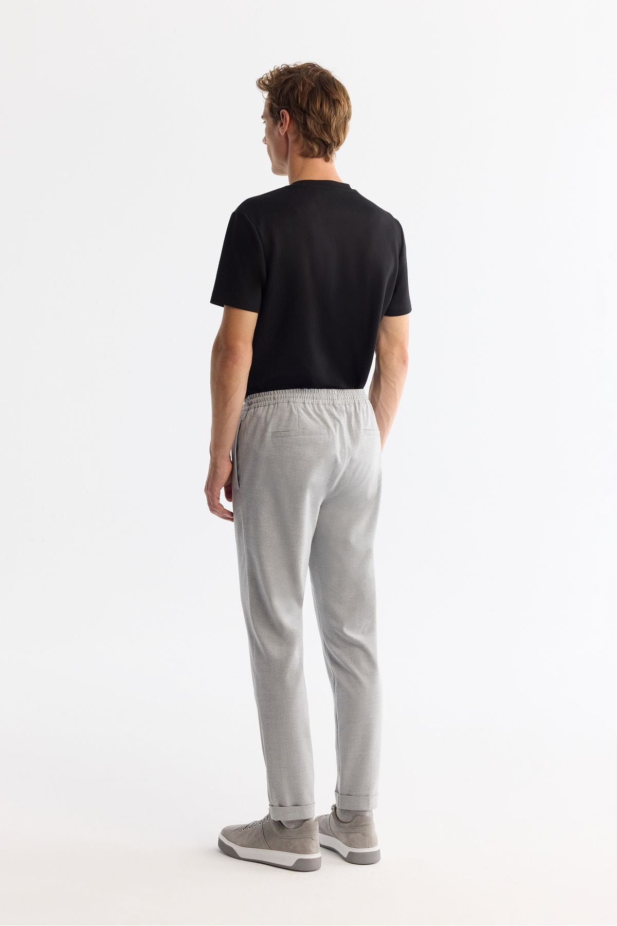 Erkek Gri Yandan Cepli Beli Lastikli Bağcıklı Duble Paça Jogger Pantolon E003000