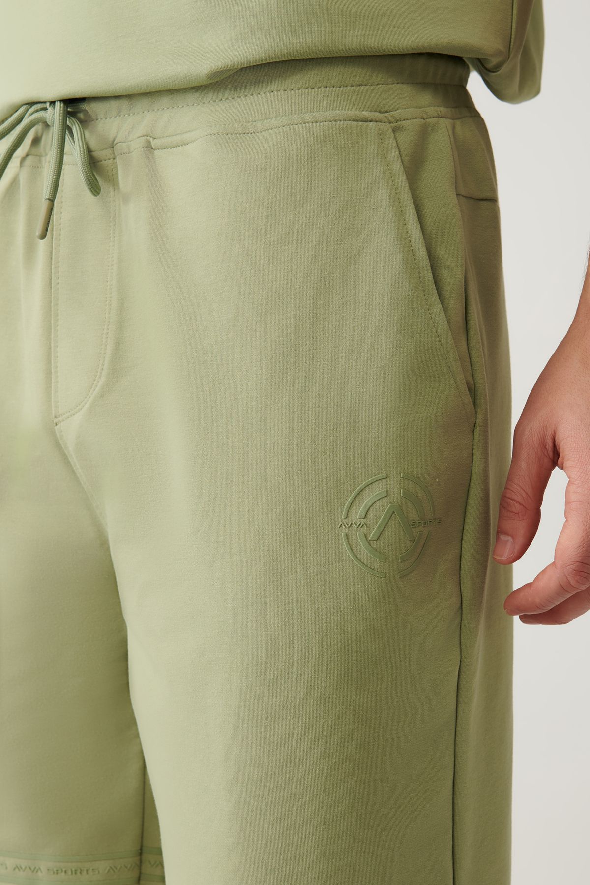 Men's Water Green Jersey Fabric 2 -Side Pocket Knitting Short A41y3622