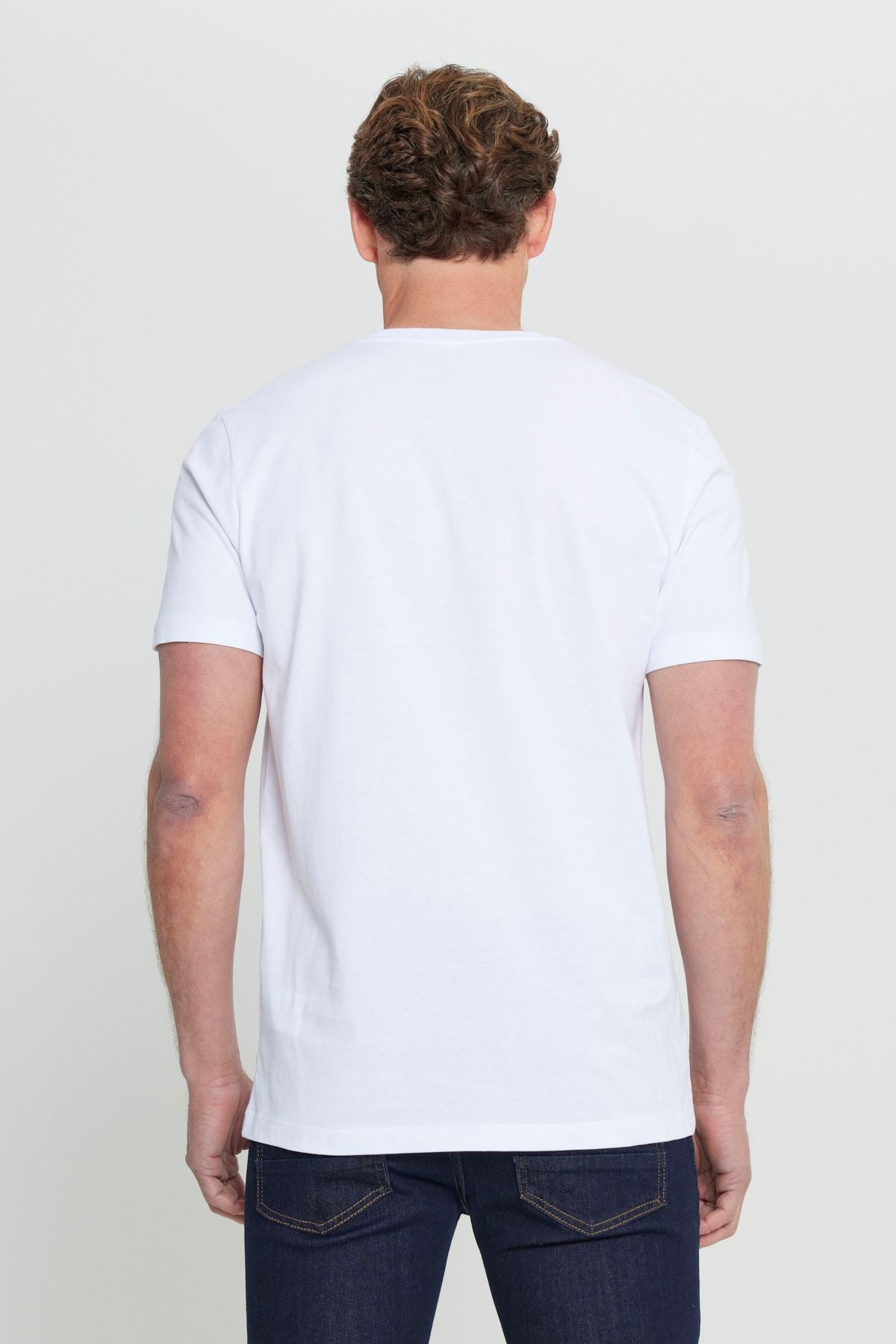 Men's white 100 %cotton slim fit narrow cut bike bike Basic T -shirt