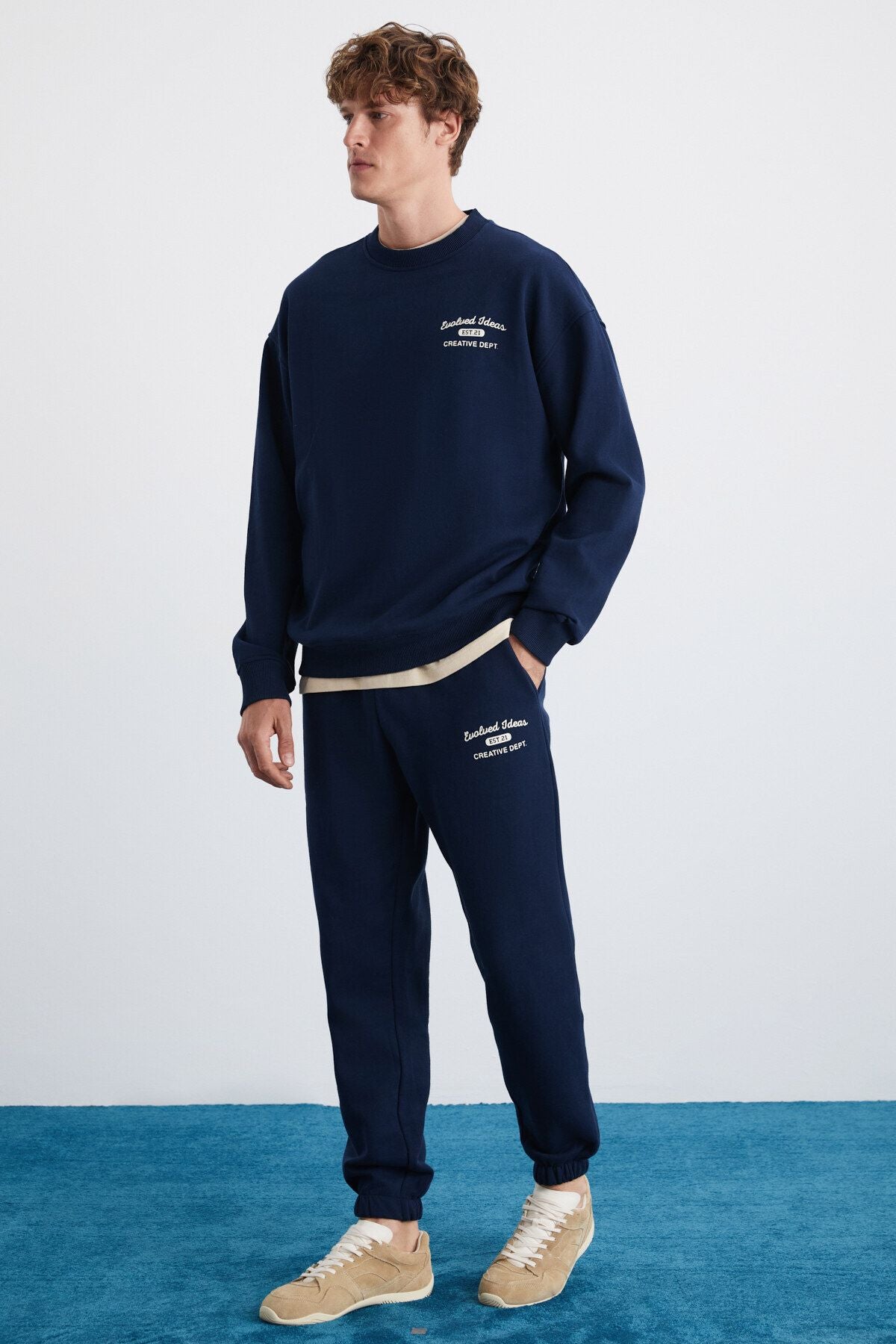 Notingham Men's 2 -SET RELAXED Organic Cotton Navy Blue Tracksuit Set