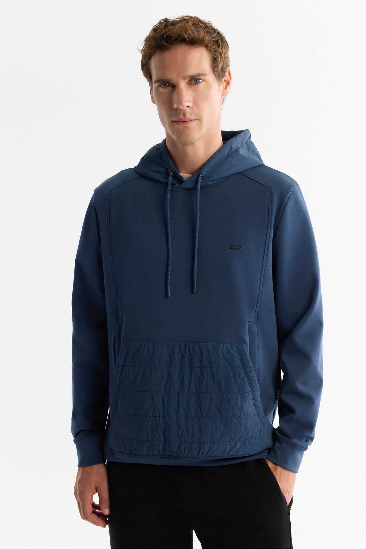 Male Indigo Hooded Elastan Sweatshirt A42y1262