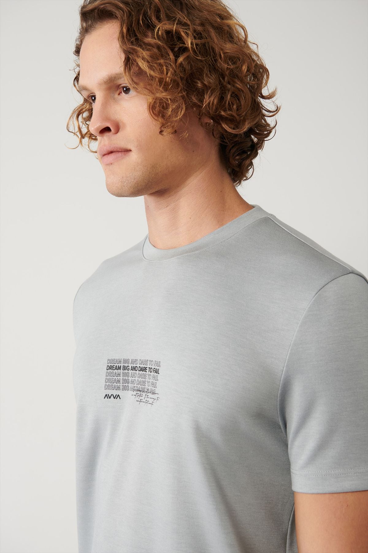 Men's gray bike collar printed Interlok T-shirt A41y1013