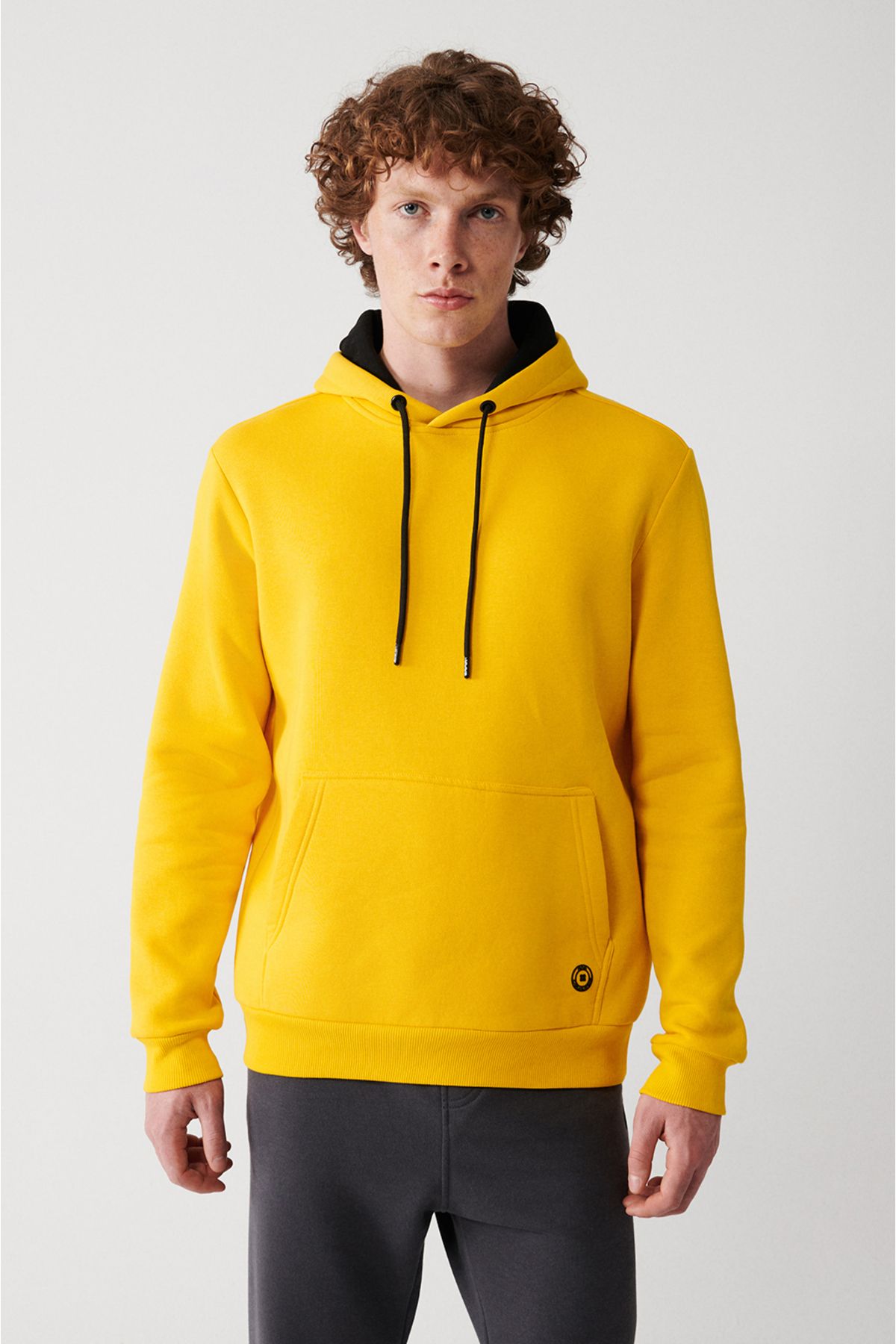 Men's Yellow Hooded 3 -IP Cotton Sweatshirt E001018