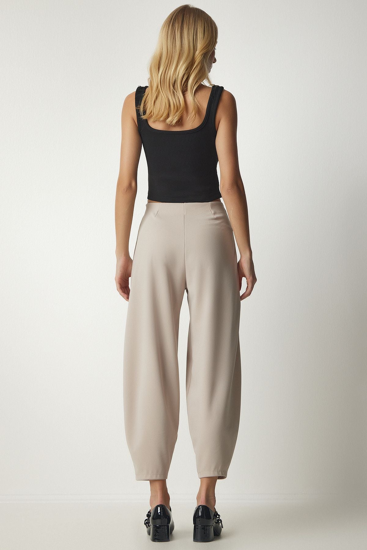 Female Beige Casual Woven Shalwar Pants MS00014