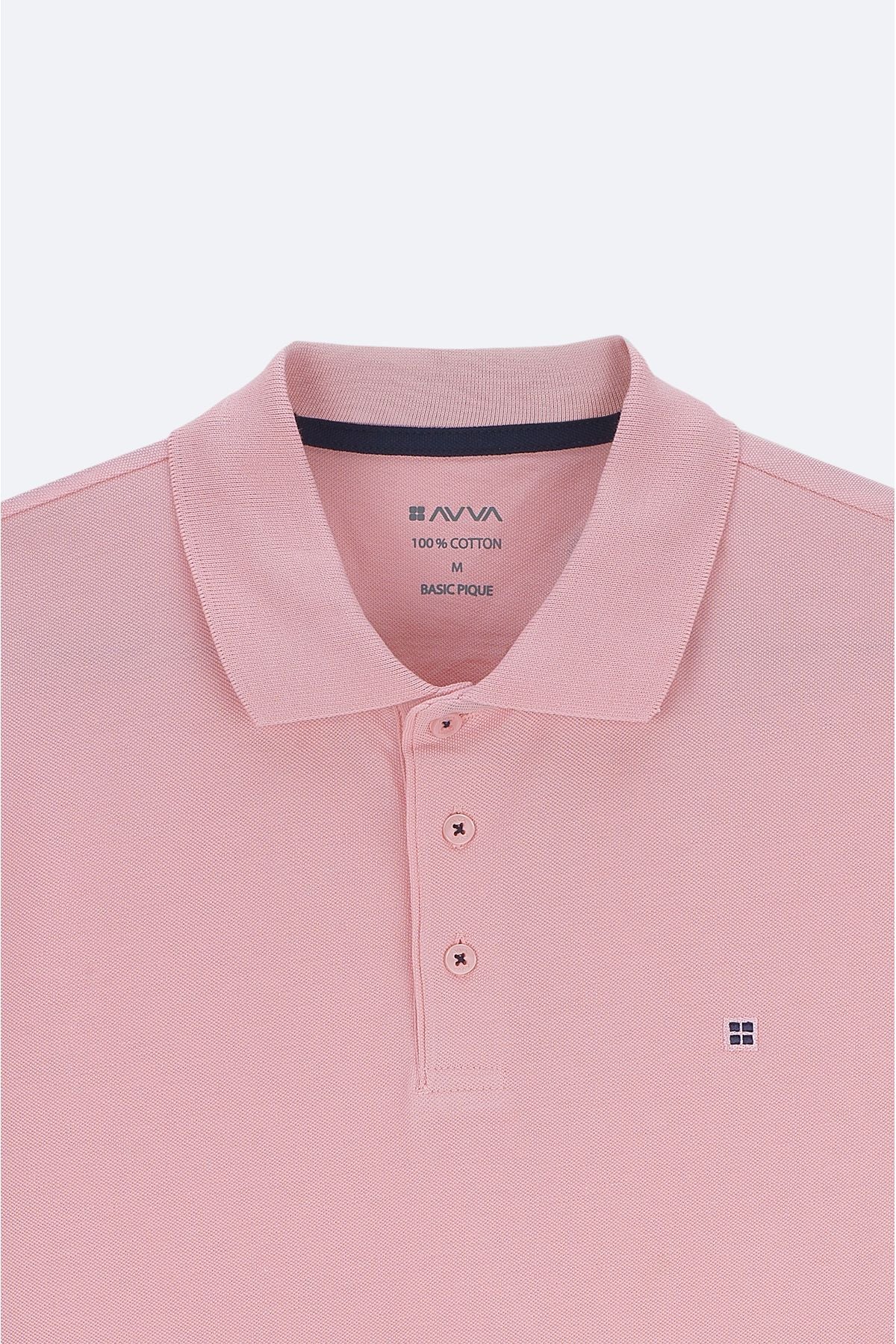 Men's light pink 100 %cotton cool that holds Polo Yaka T-shirt E001004
