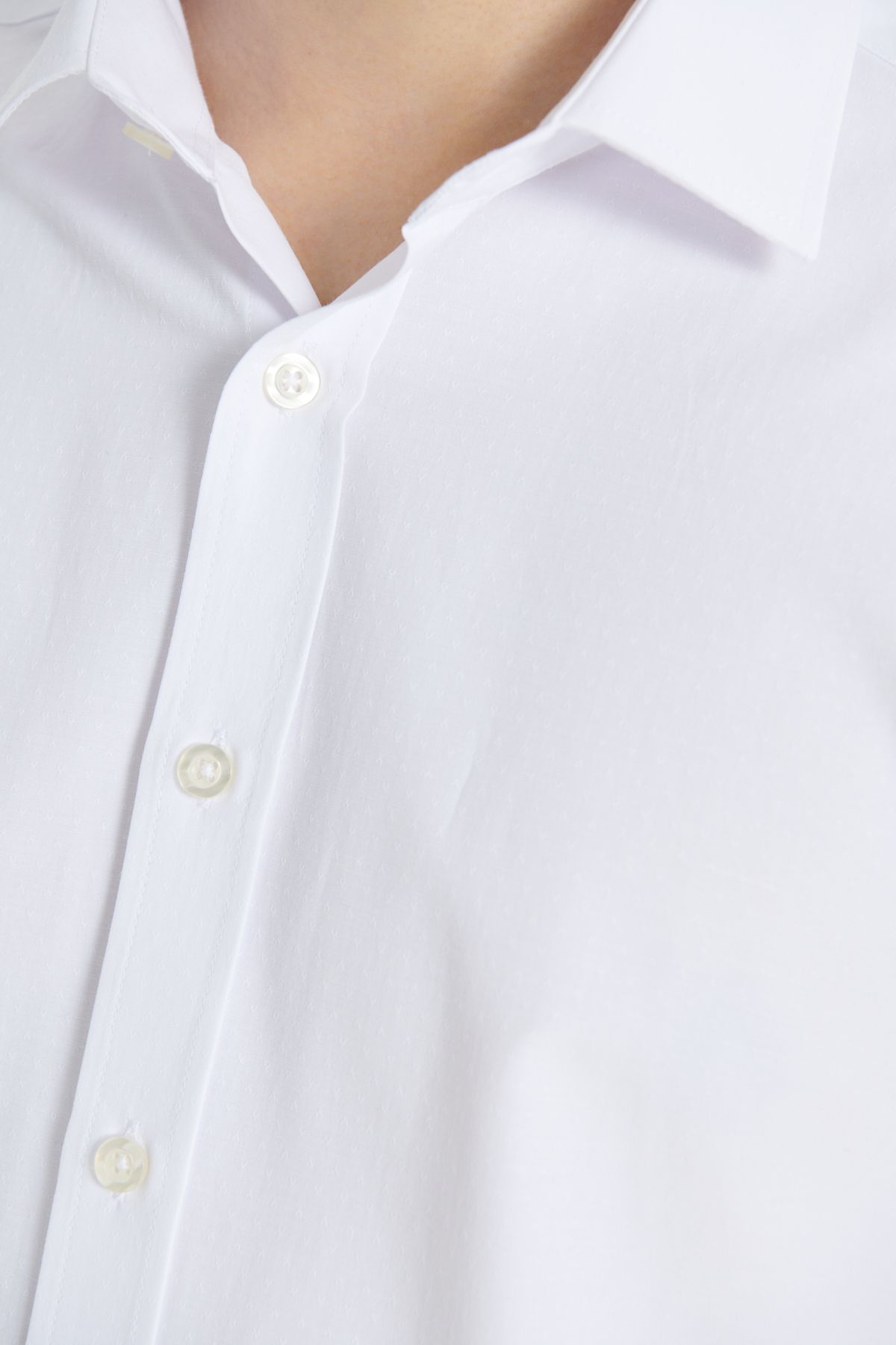 Men's white slim fit narrow cut classic collar cotton Cotton Amelor Cottage Shirt