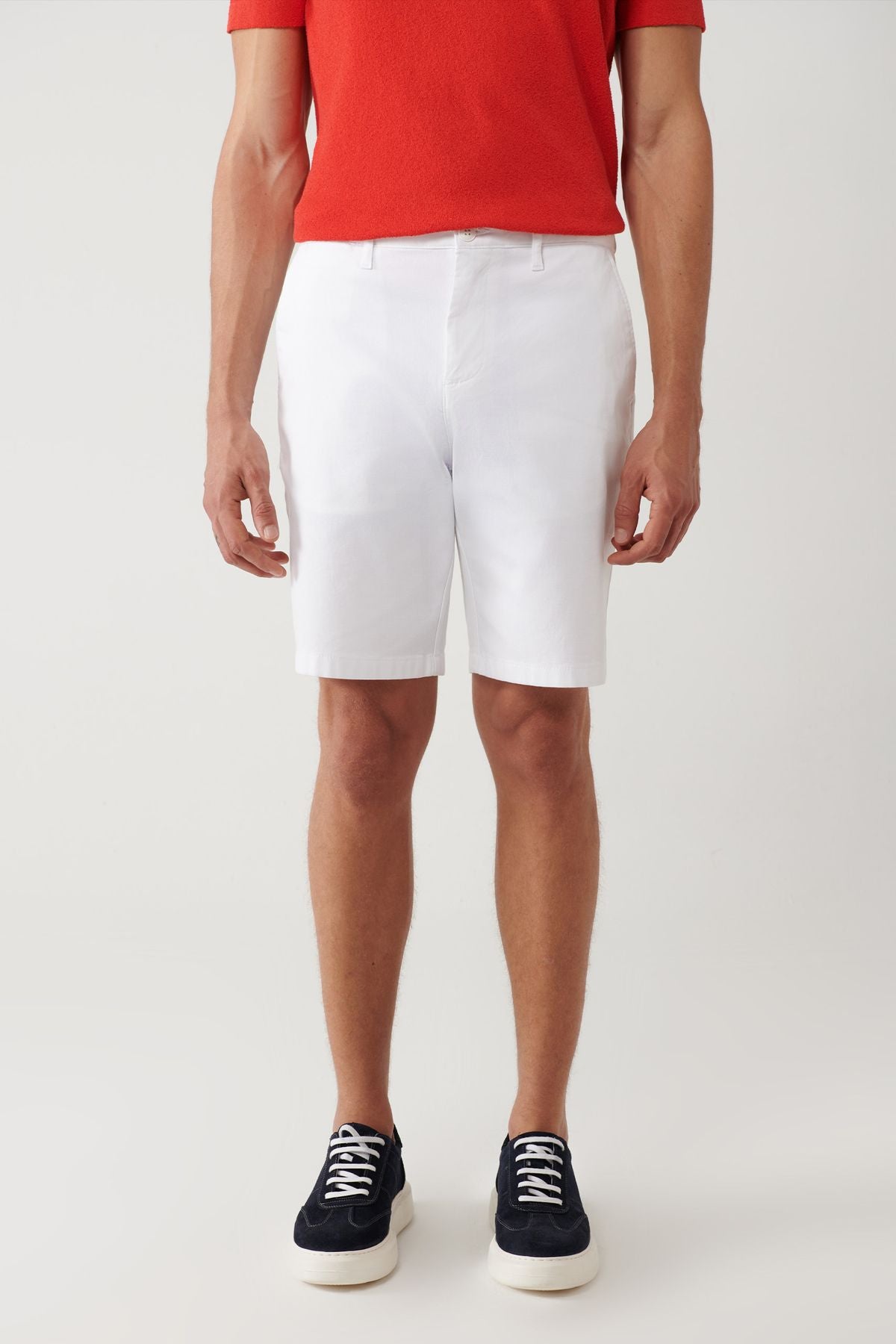 Men's white flexible patara chino canvas shorts B003730