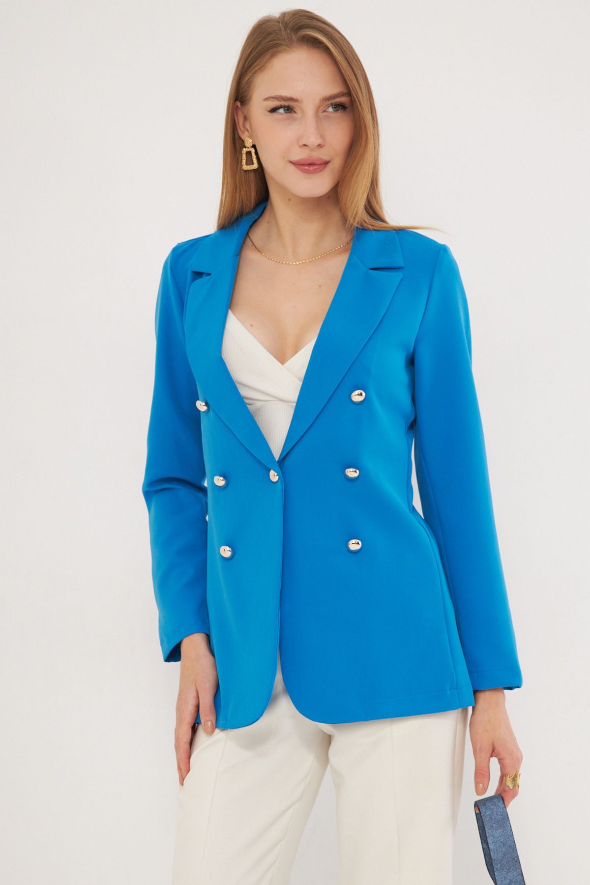 Women's Blue Buttoned Jacket ARM-20K001151