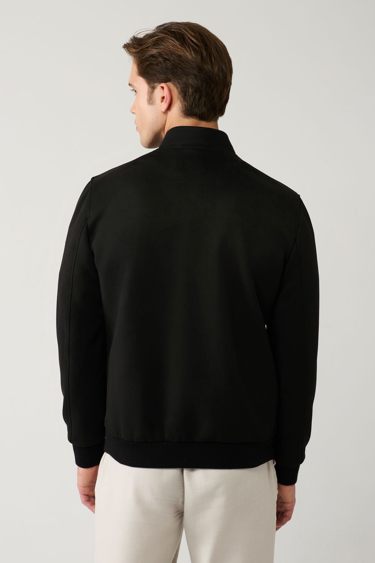 Men's black zipper suede -looking Bomber Ince Mont B006045