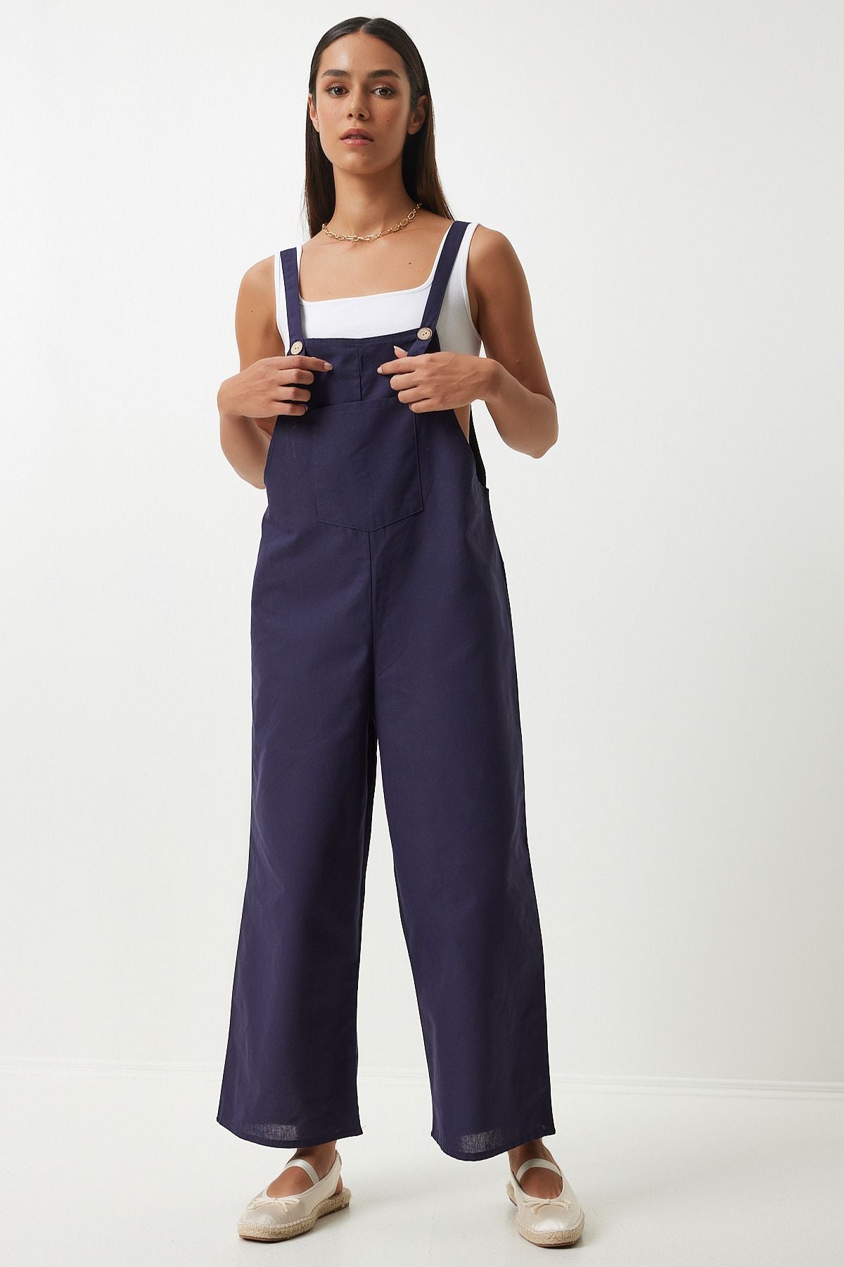 Female Navy blue strap thin gabardin summer gardener tulum ky00011