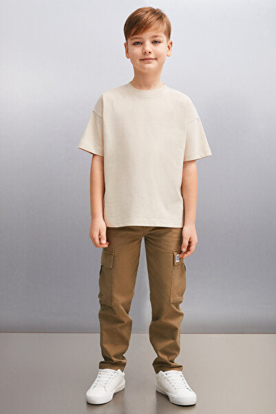 OCTAVE Erkek Oversize Bej T-Shirt