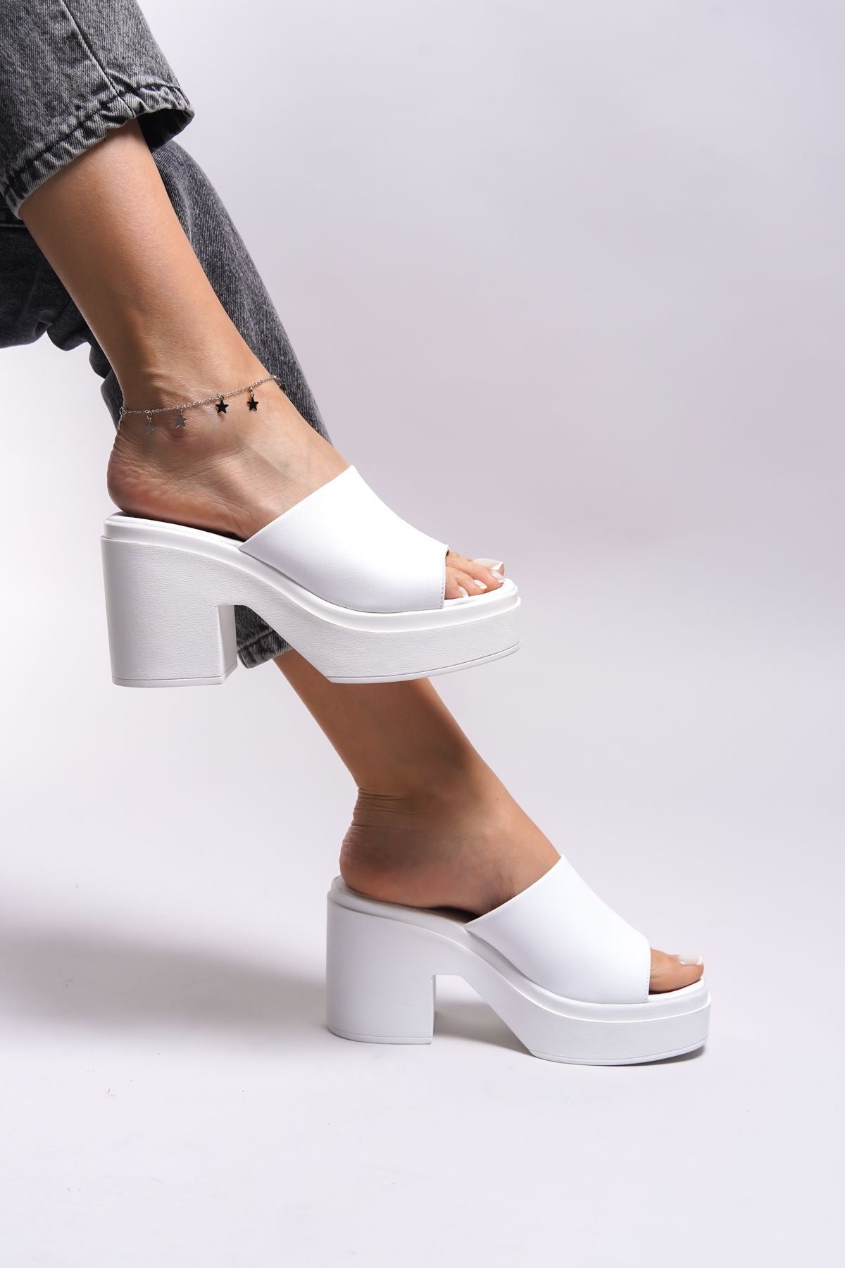Nytmrius Women Heels Slipper 0012280 White