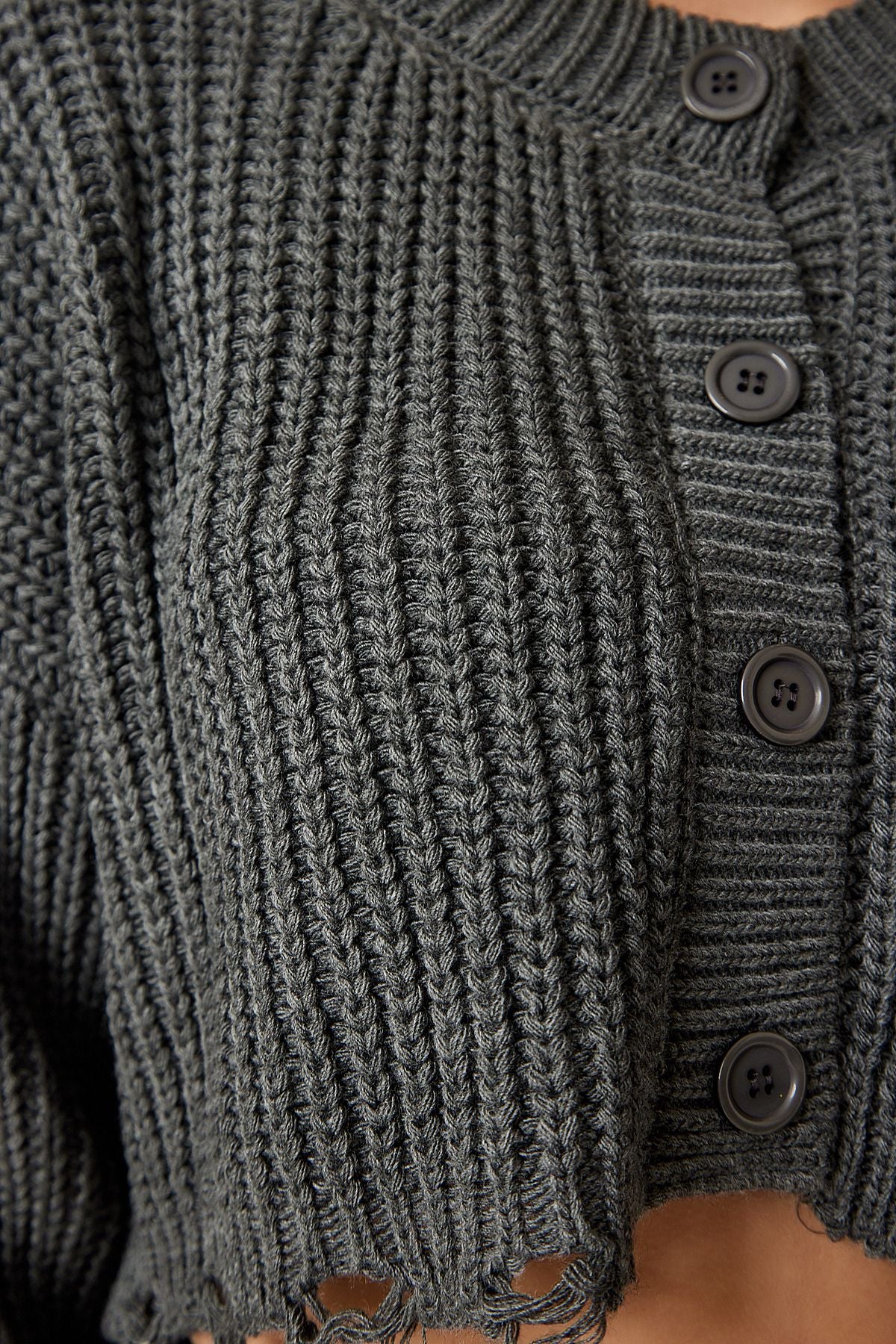 Women's Gray Racks Detailed button Crop knitwear cardigan PF00054