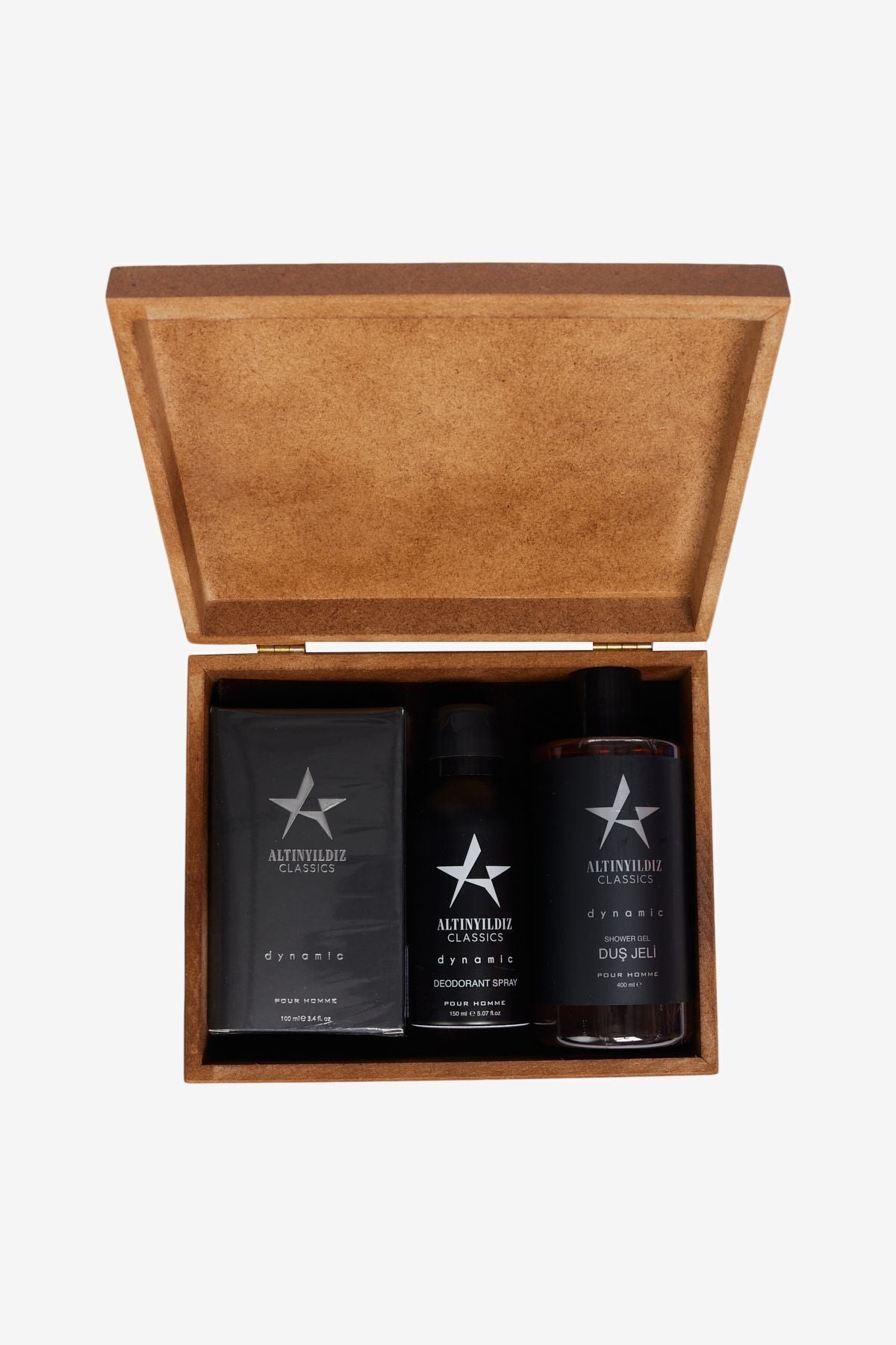 Men's DynamIC EDP Perfume-Deodorant-Forest Gel Wooden Box Set (100 ml 150 ml 400 ml) groom bundle