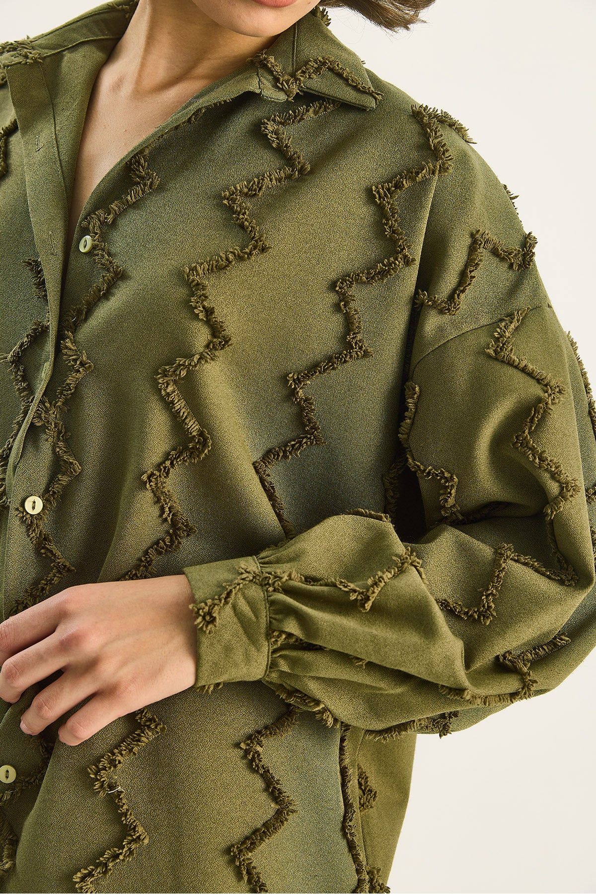 Women's Zigzag Tasseled Oversize Shirt 2147 60283638