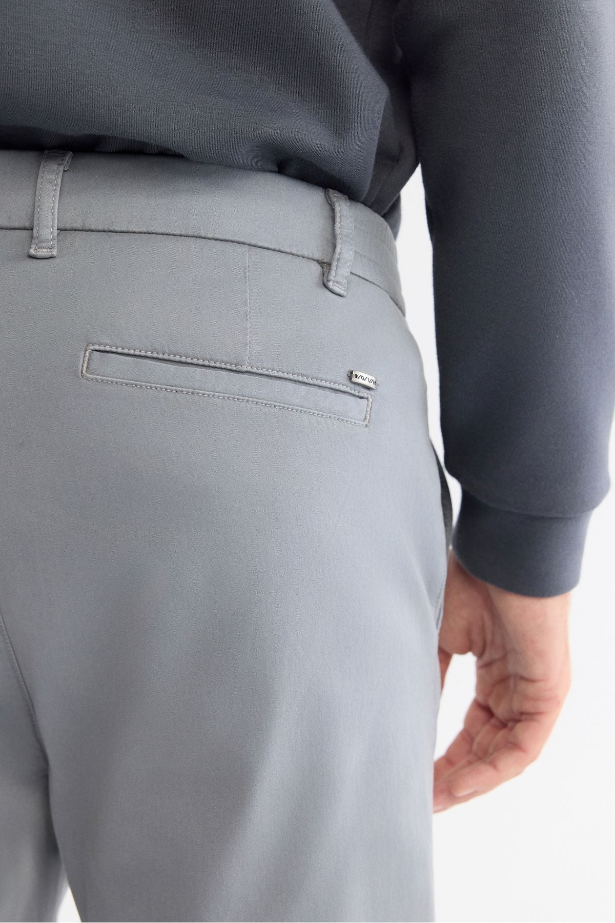 Men's gray side with a righteous soft button double trousers A42y3007