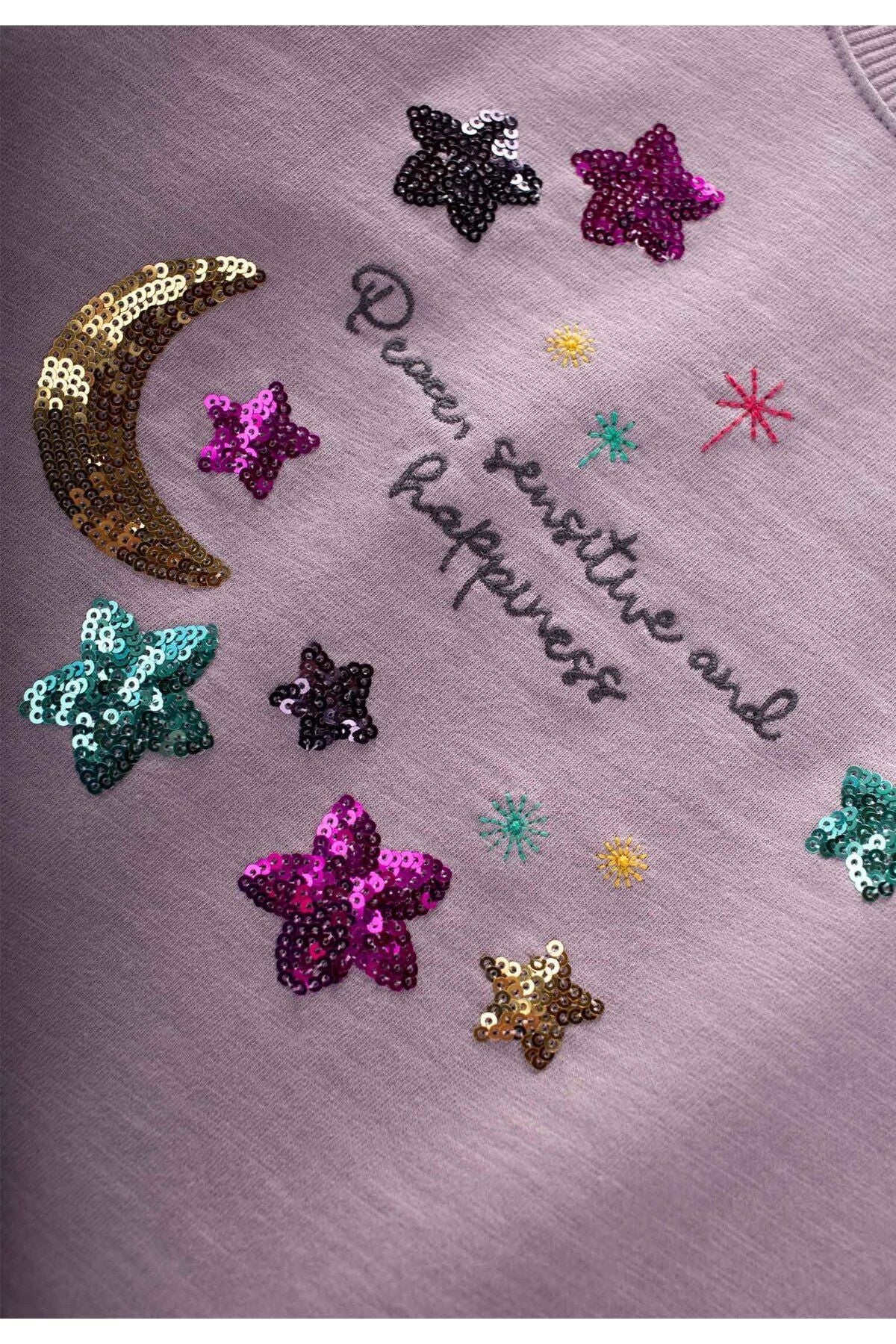 Step Moon Star Embroidery Sweatshirt 2-8 years old lilac