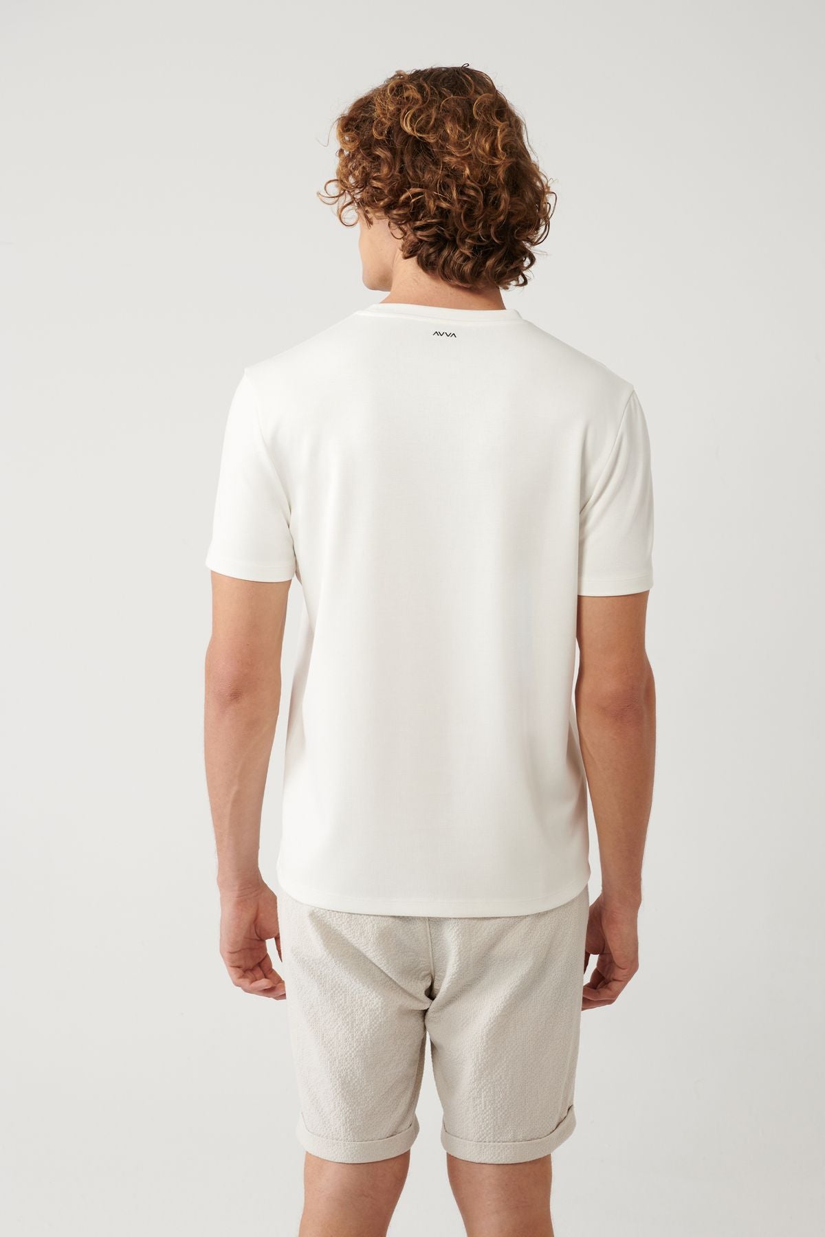 Men's White Bicycle Collar Printed Interlok T-Shirt A41y1006