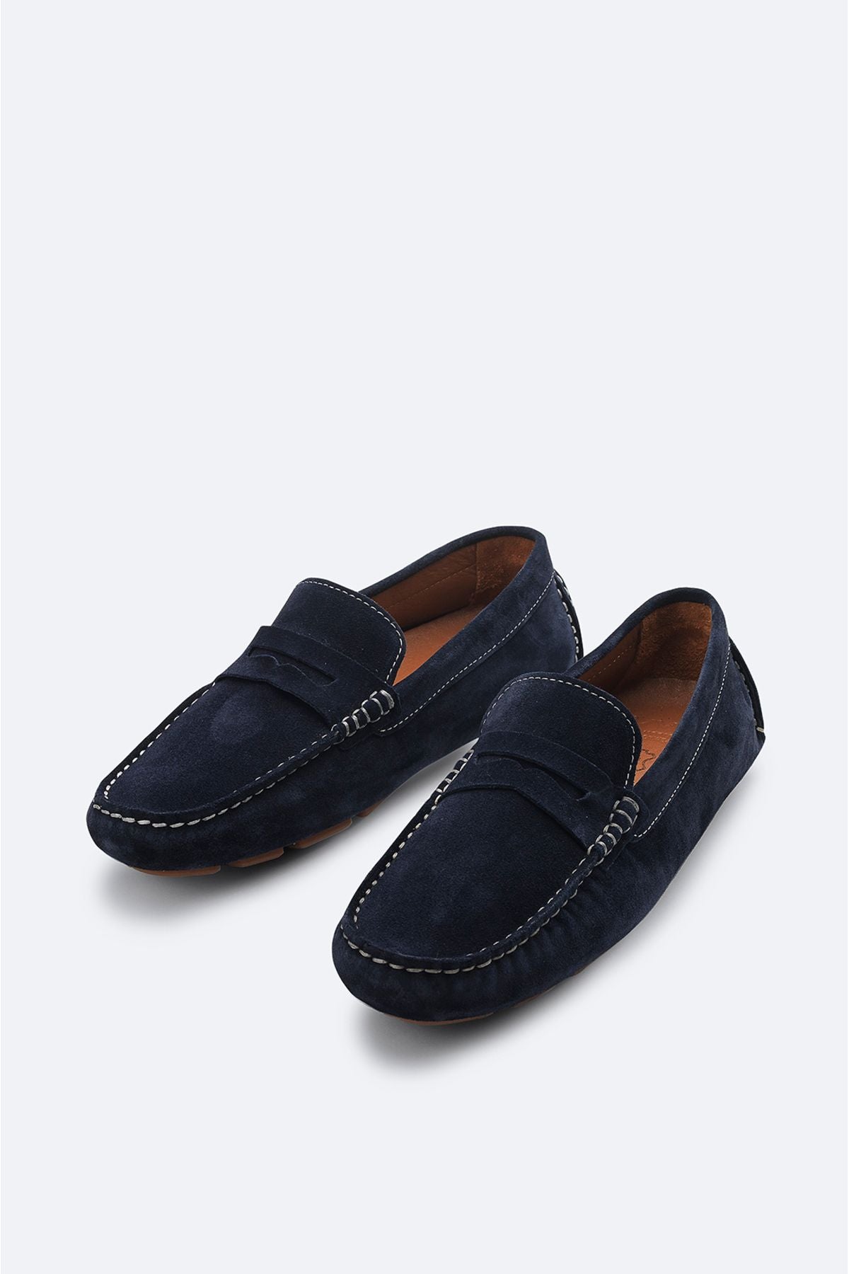 Men's Navy Blue 100 %Suede Loafer Shoes B008001