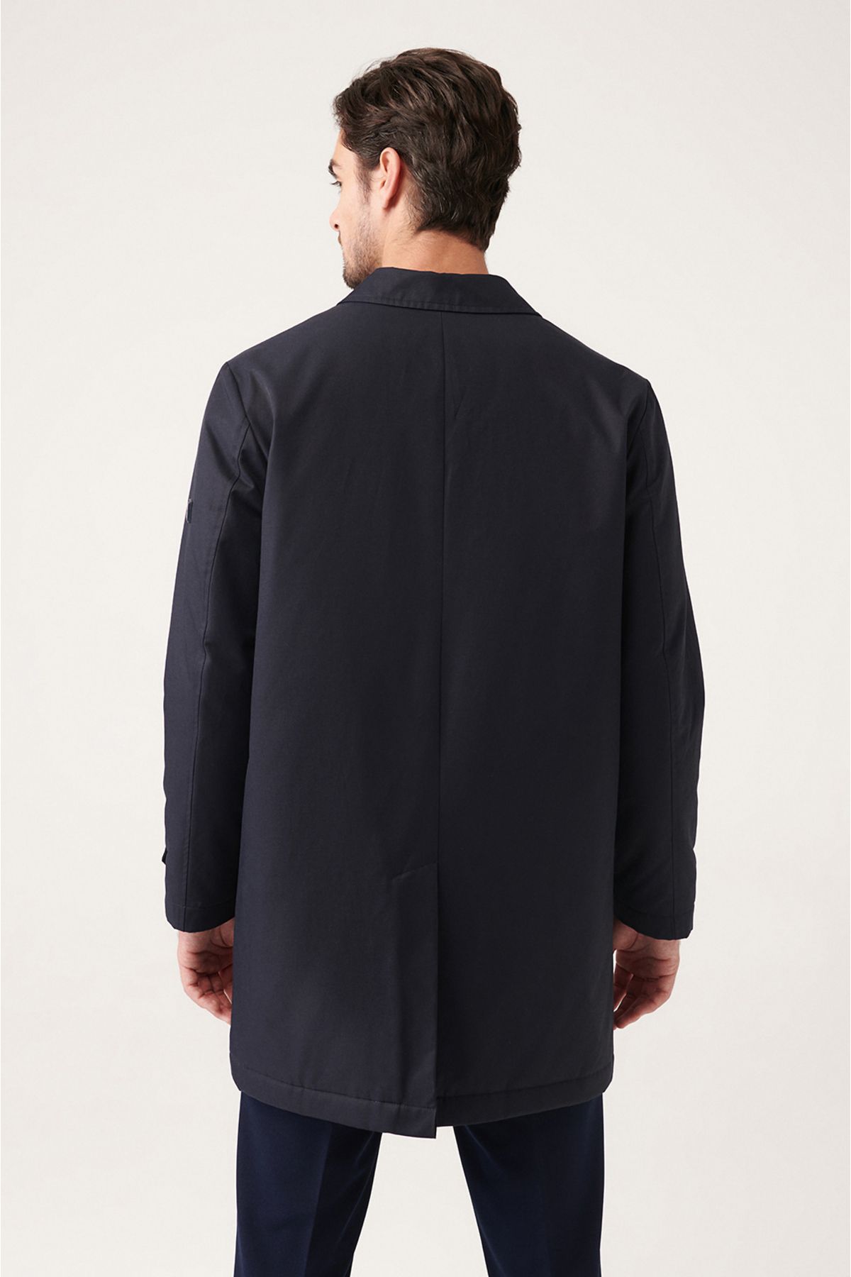 Men's Navy blue Classic collar Capitoneli Water Protector Trench coat A31y6000
