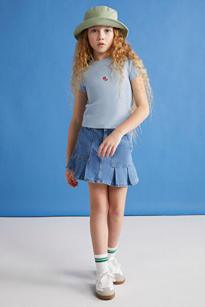 QUARTZ-GRM24021 95%cotton 5%elastane girls tshirt Blue T-Shirt