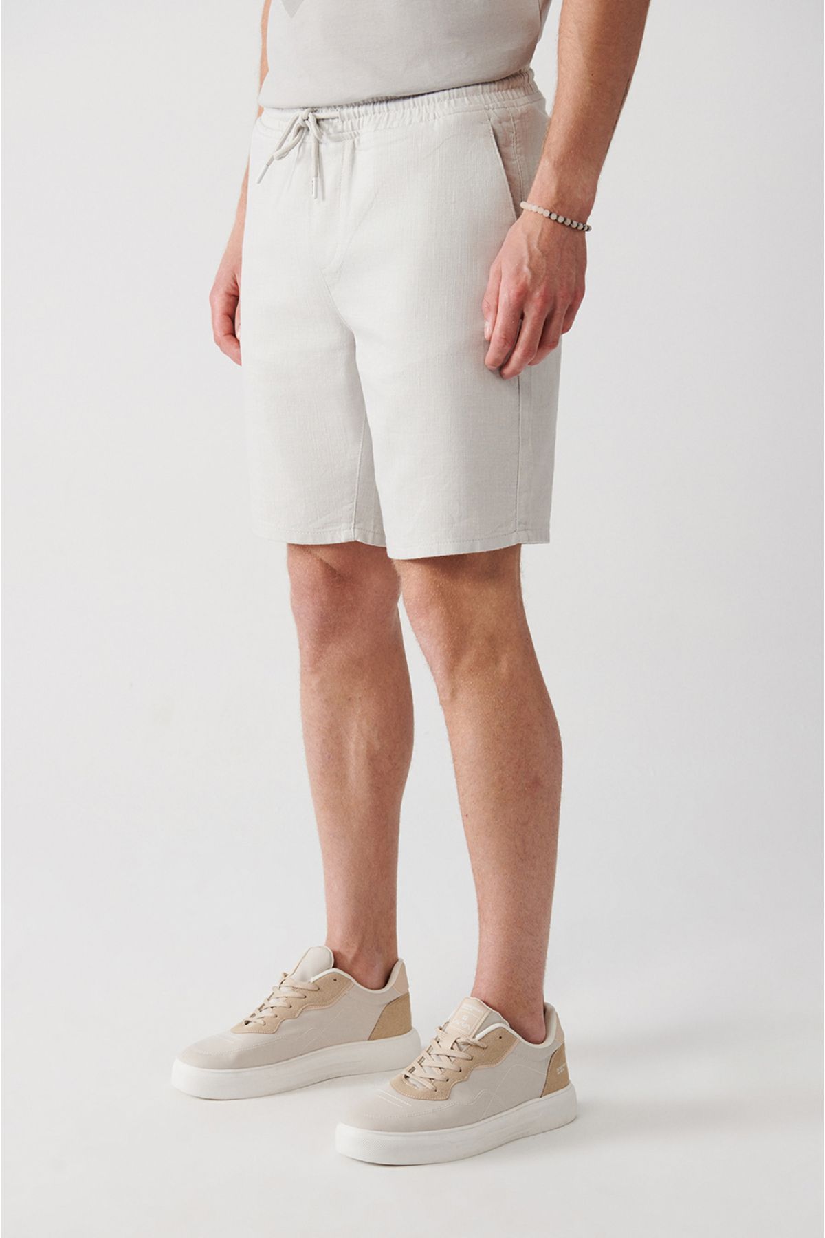 Men's Stone 100 %Cotton Side Waist Waist Linen Fine texture E003603