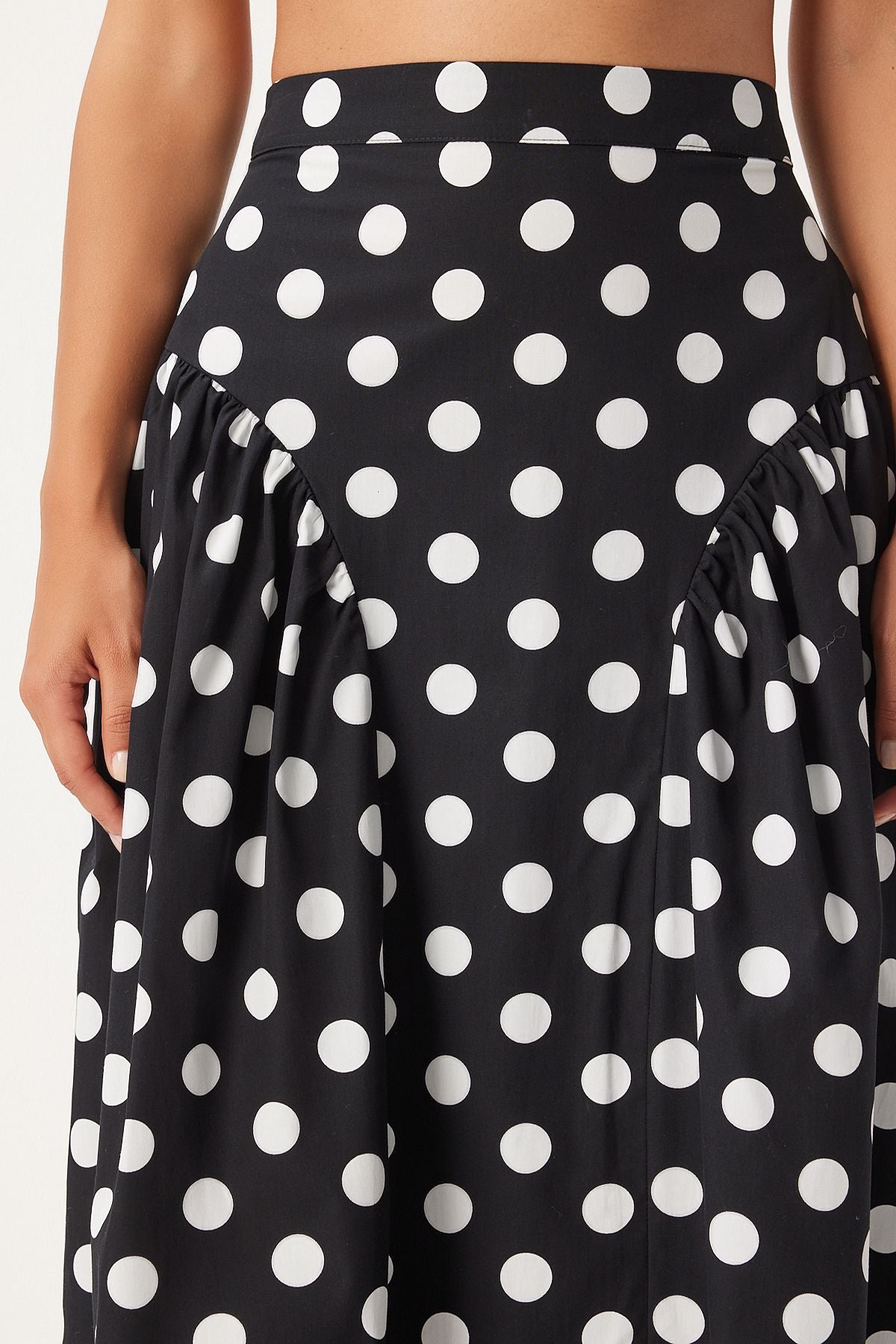 Women's black polka dot summer poplin skirt wf00078