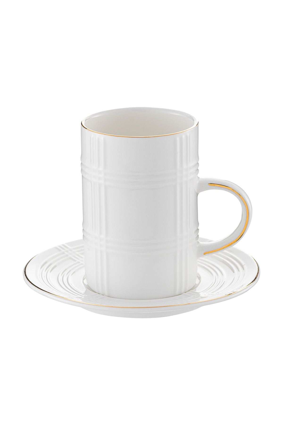 Ekose Pattern Double Coffee Cup 150 cc Gold