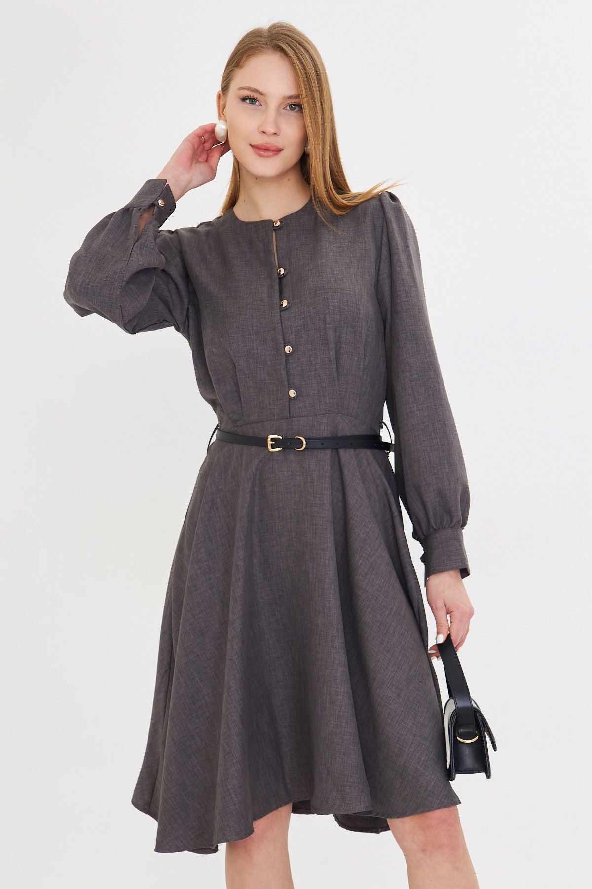 WOMEN SMOKED ZERO YARA ARD buttoned arms with headline arched arched dress ARM-25Y001006