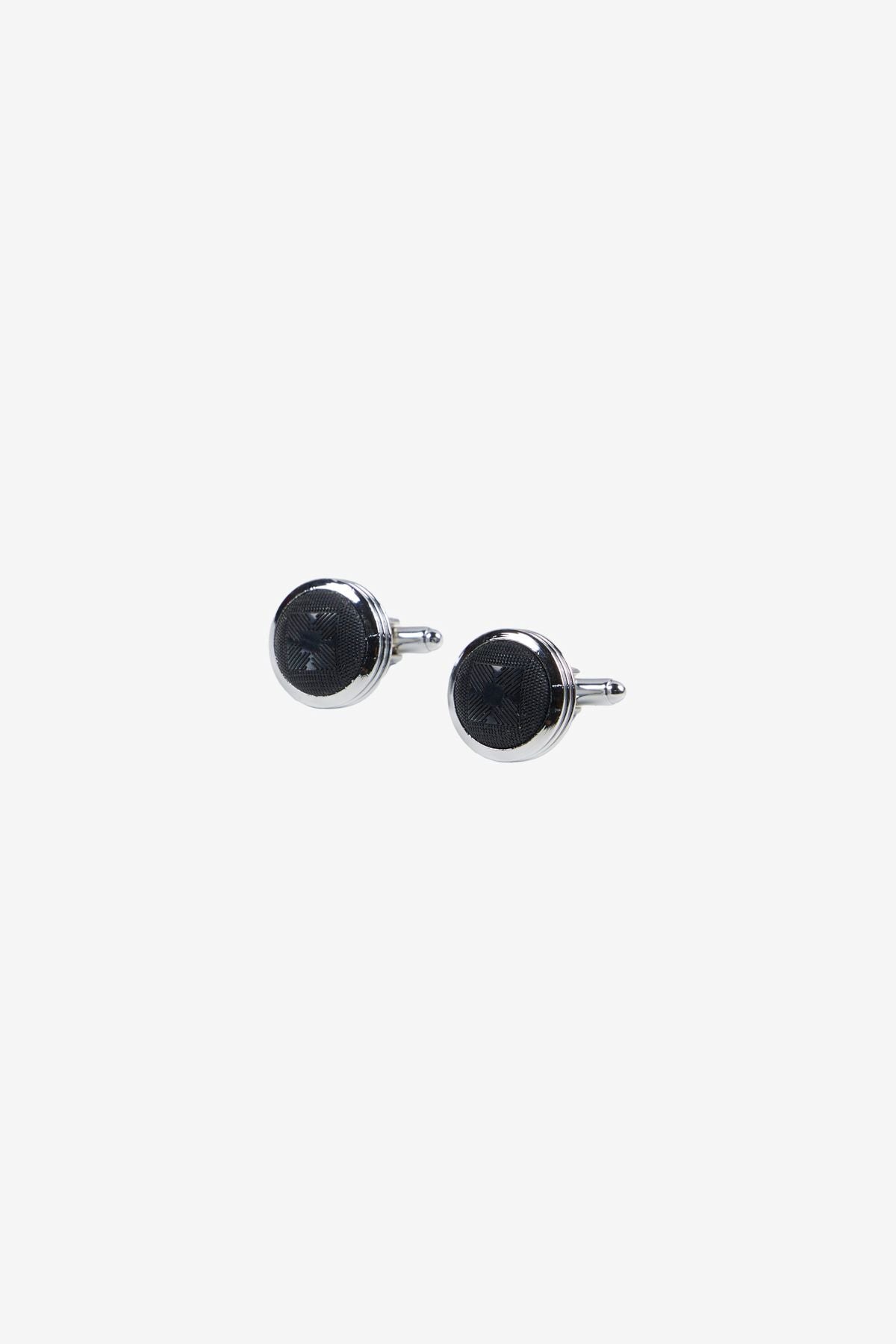 Men's Gray-Black Metal Cufflink