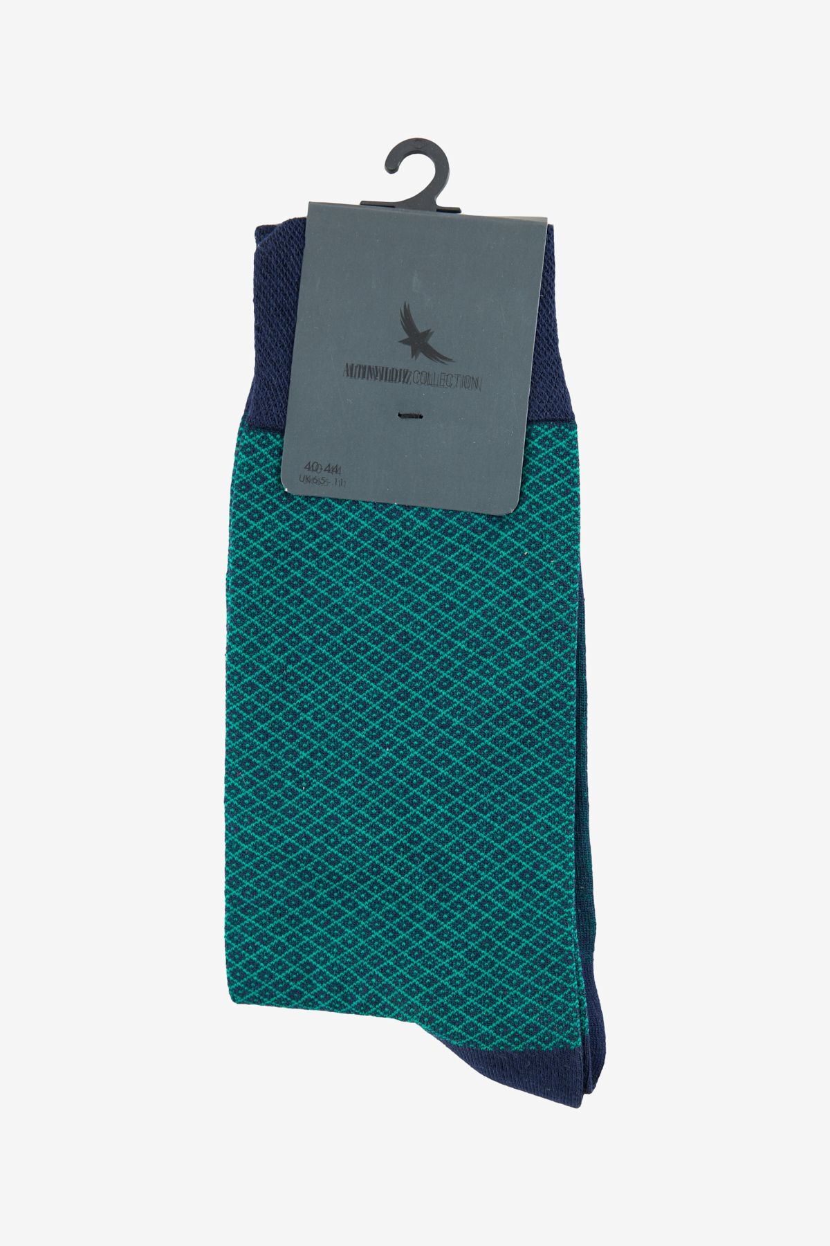 Male navy blue-green patterned single socks