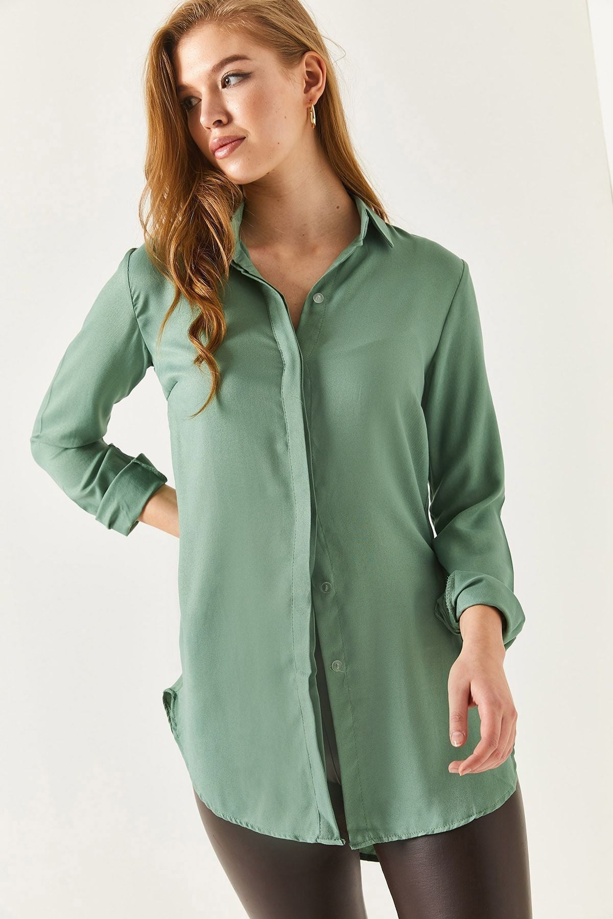 Women's Cagla Green Tunic Shirt ARM-19Y001003