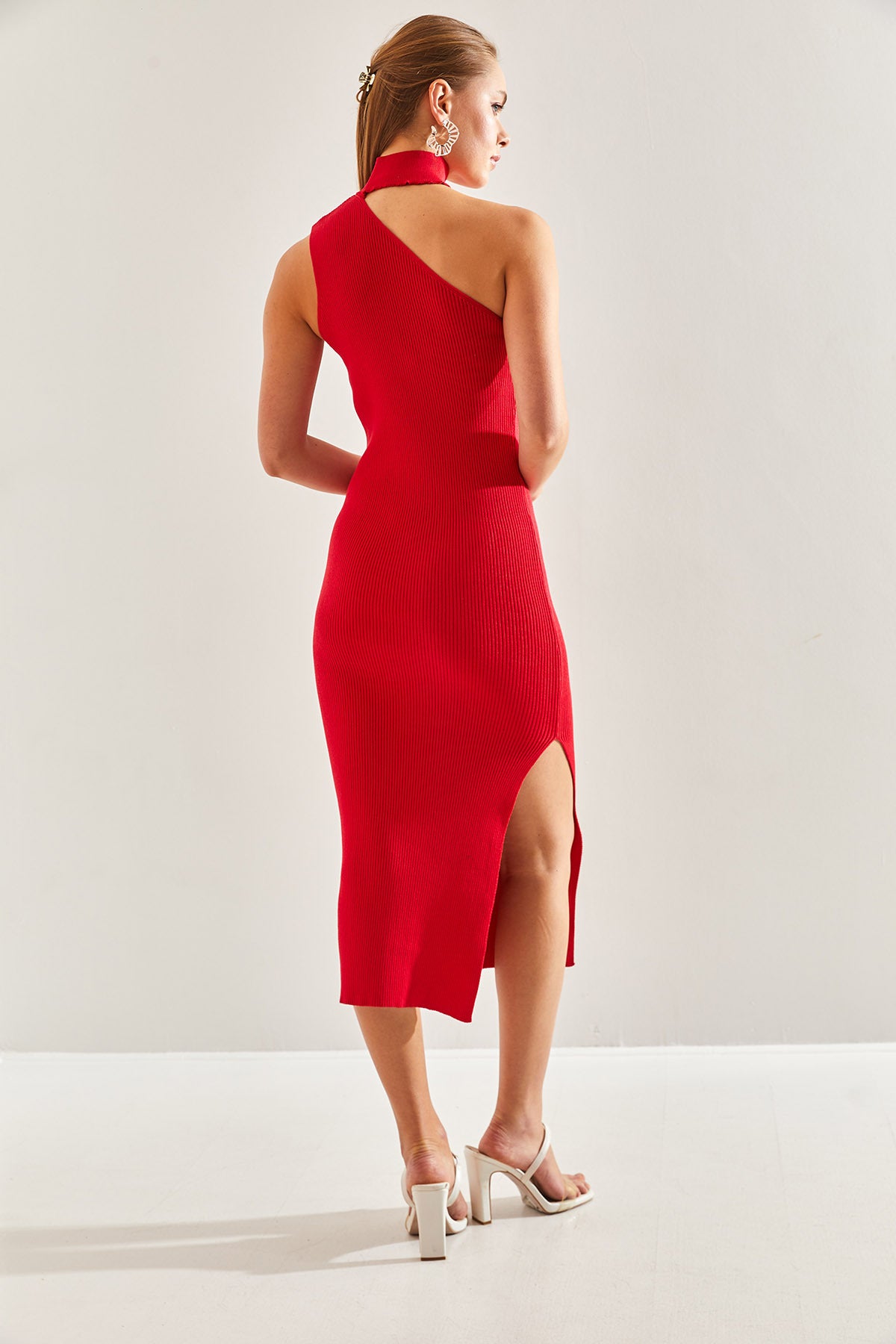 Women's Turtleneck Shoulder Decollete Knitwear Dress 20246075