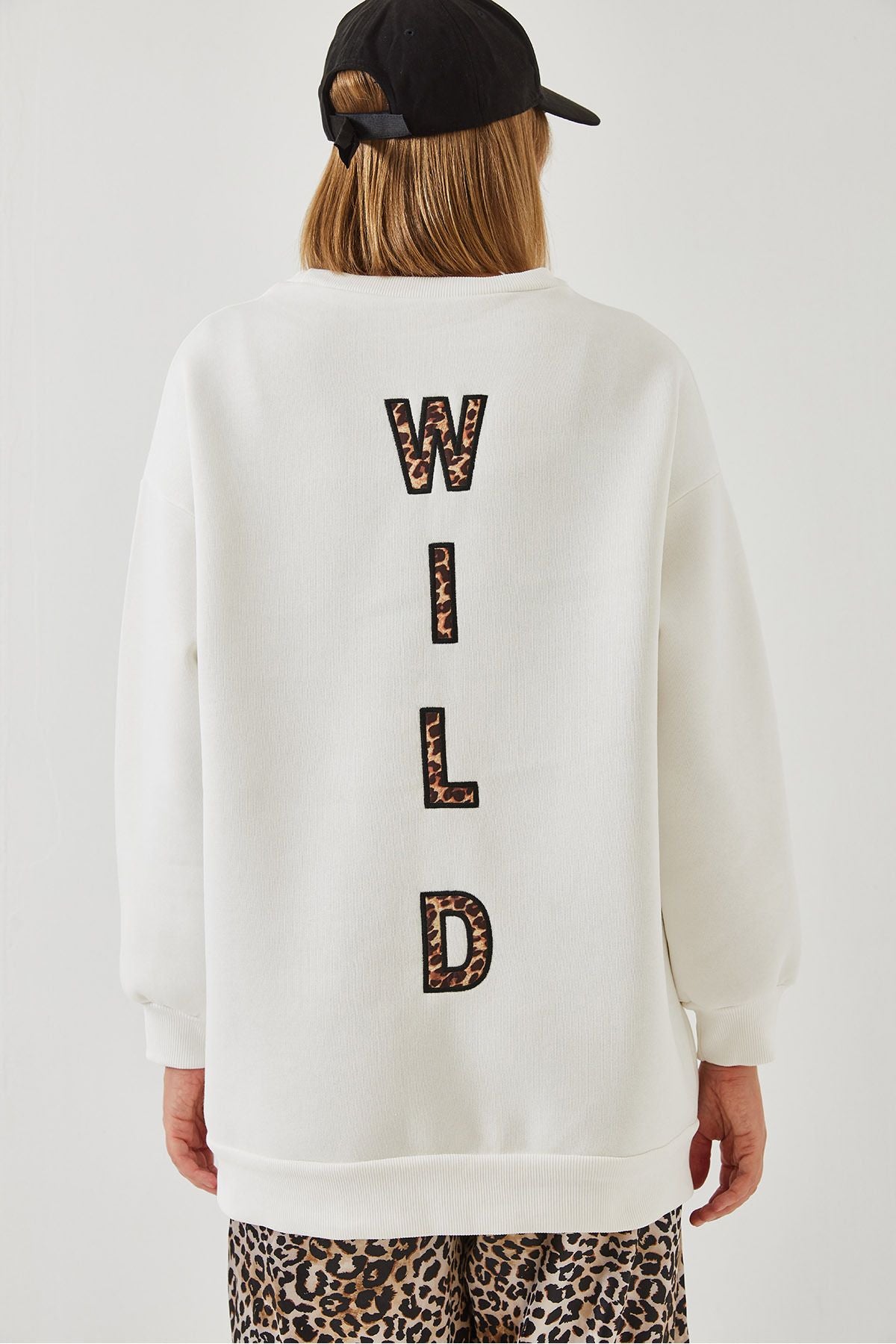 Female Three Yarn -Shardon front with zipper leopard printed Sweatshirt 60351258
