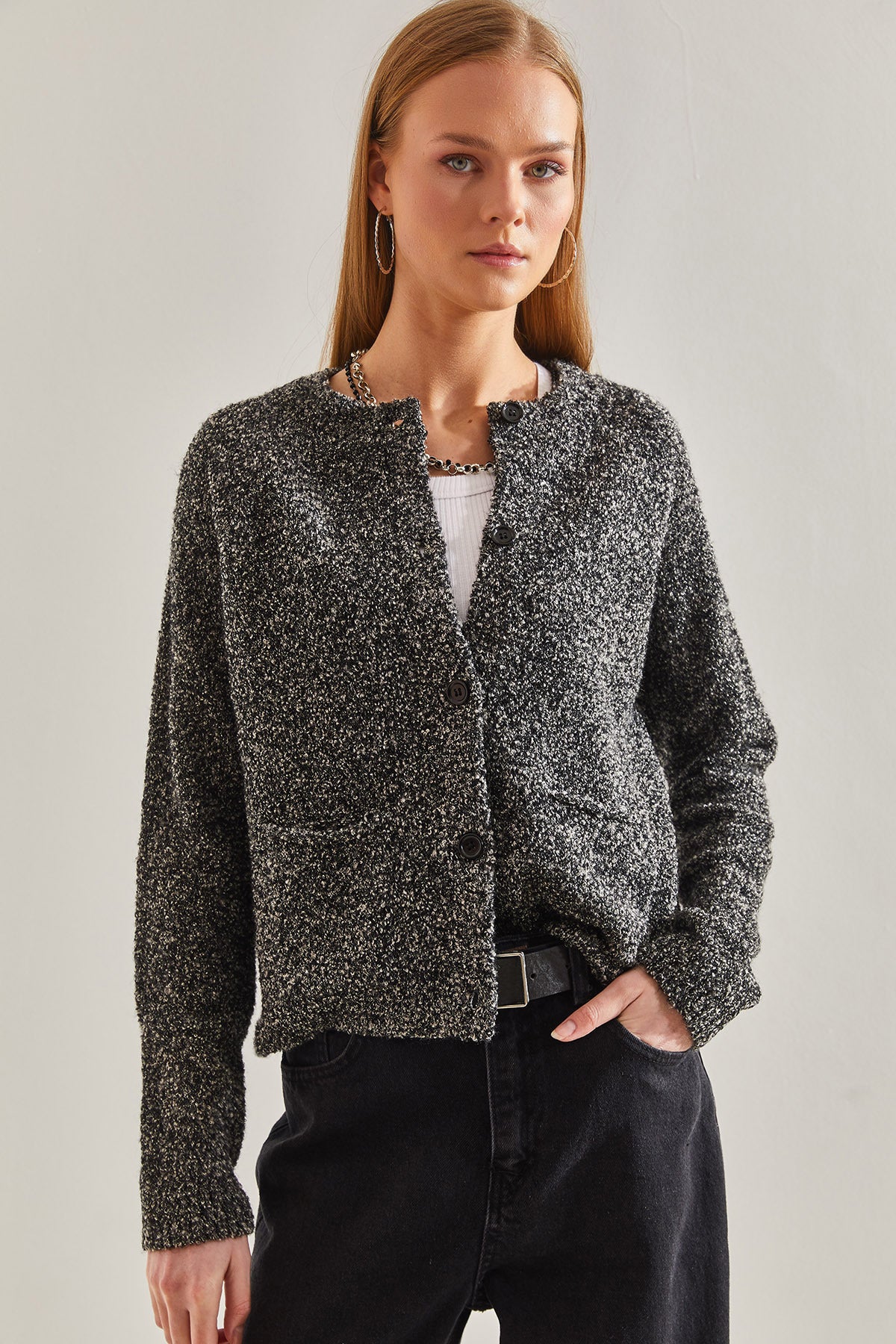 Women's Buttoned Boucle Cardigan 20234520