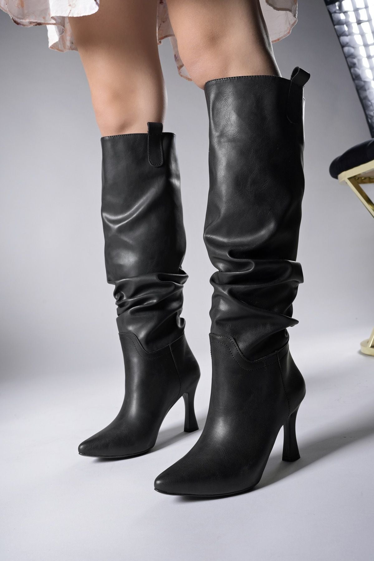 Women Heels Boots 00128511 Black Skin