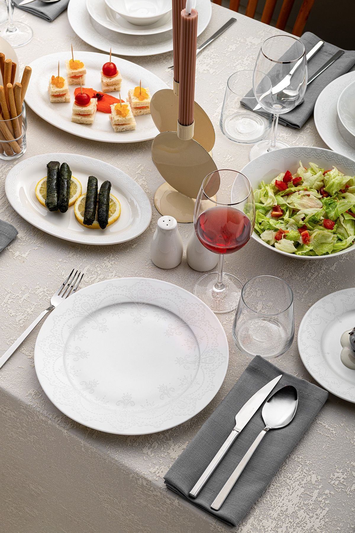 New Bone Diana 56 Pieces 12 Person Dinner Set