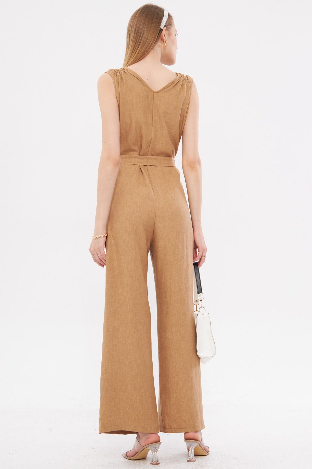 Woman Open Mink Cruve Collar Shoulder Shoulder Tire Detailed Red V Born Long Tulum ARM-24Y001049