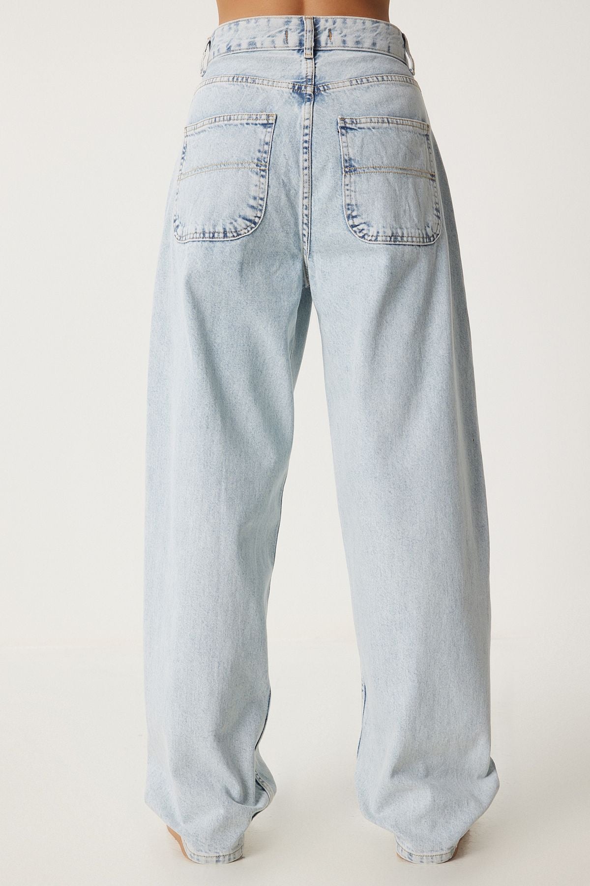 WOMEN'S BLUE BLUE HIGH BEL BAGGY JEANS RI00004
