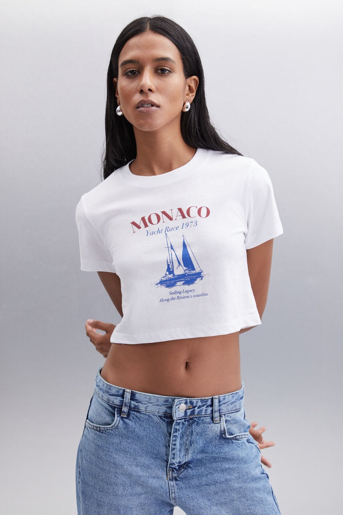 Robyn 100% Cotton Women Crop White T-Shirt