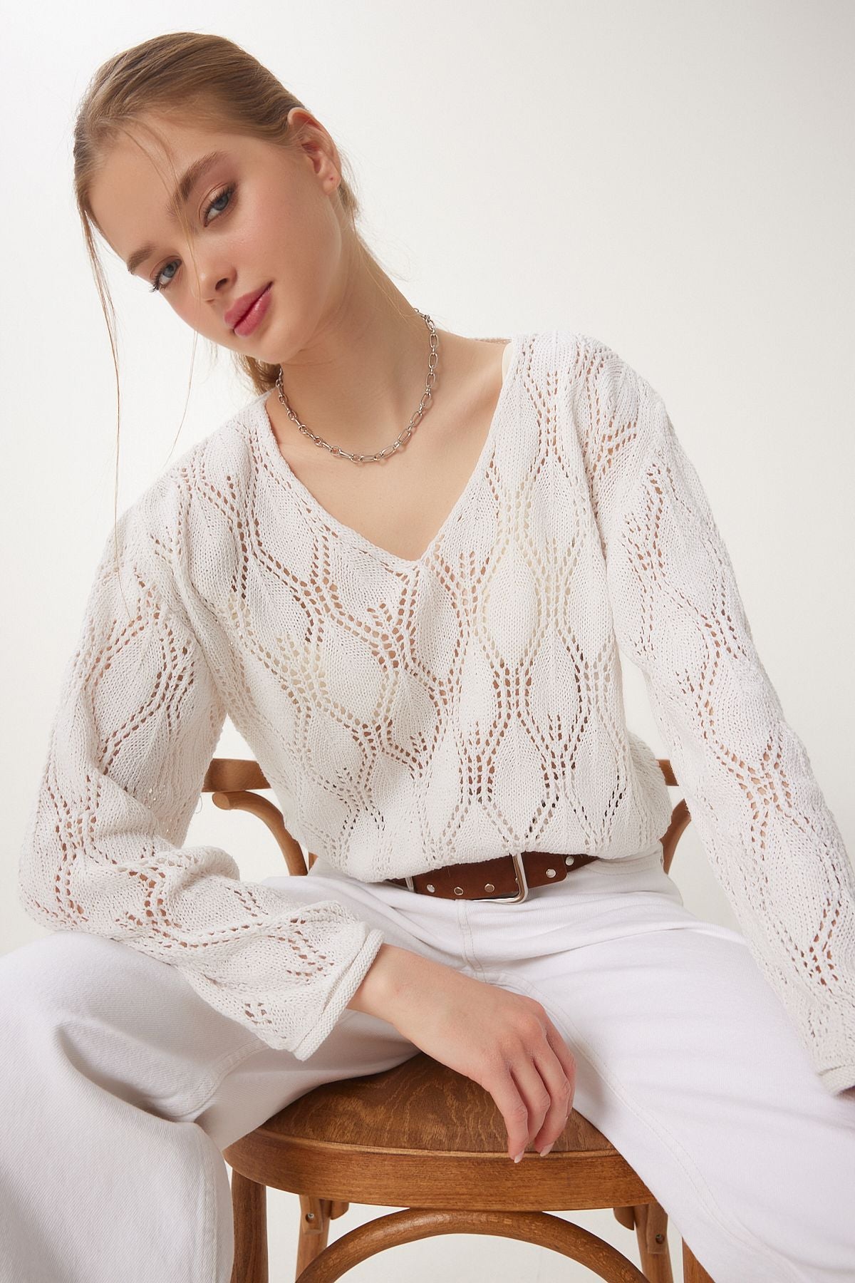 Women's Cream Offer Knitwear Sweater MC00208