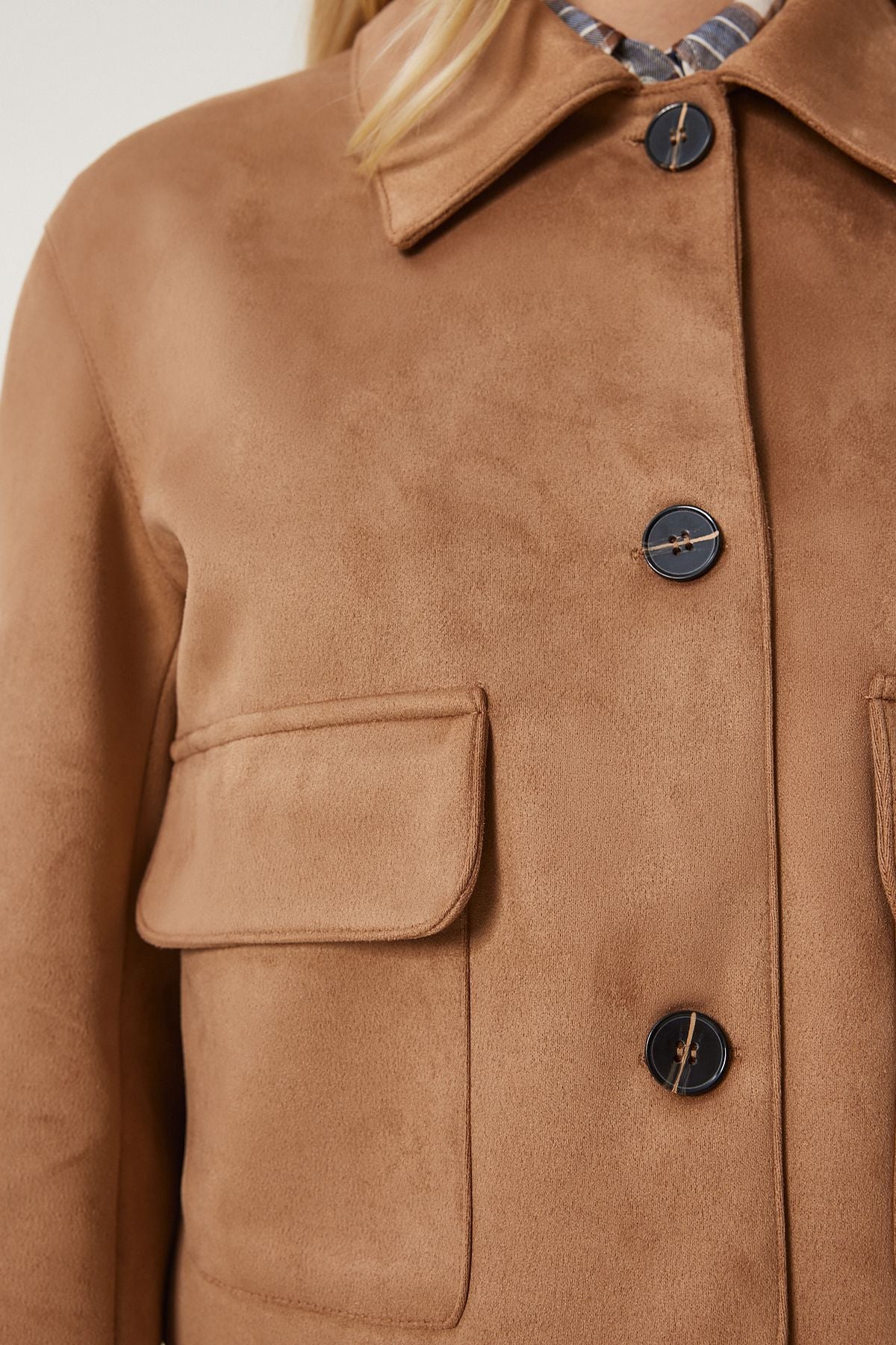 Female mink wide pocket suede jacket FK00011
