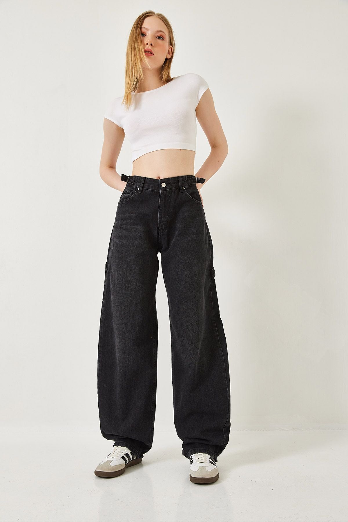 Women's Side Apolele Baggy denim pants 390-ykm 60261306