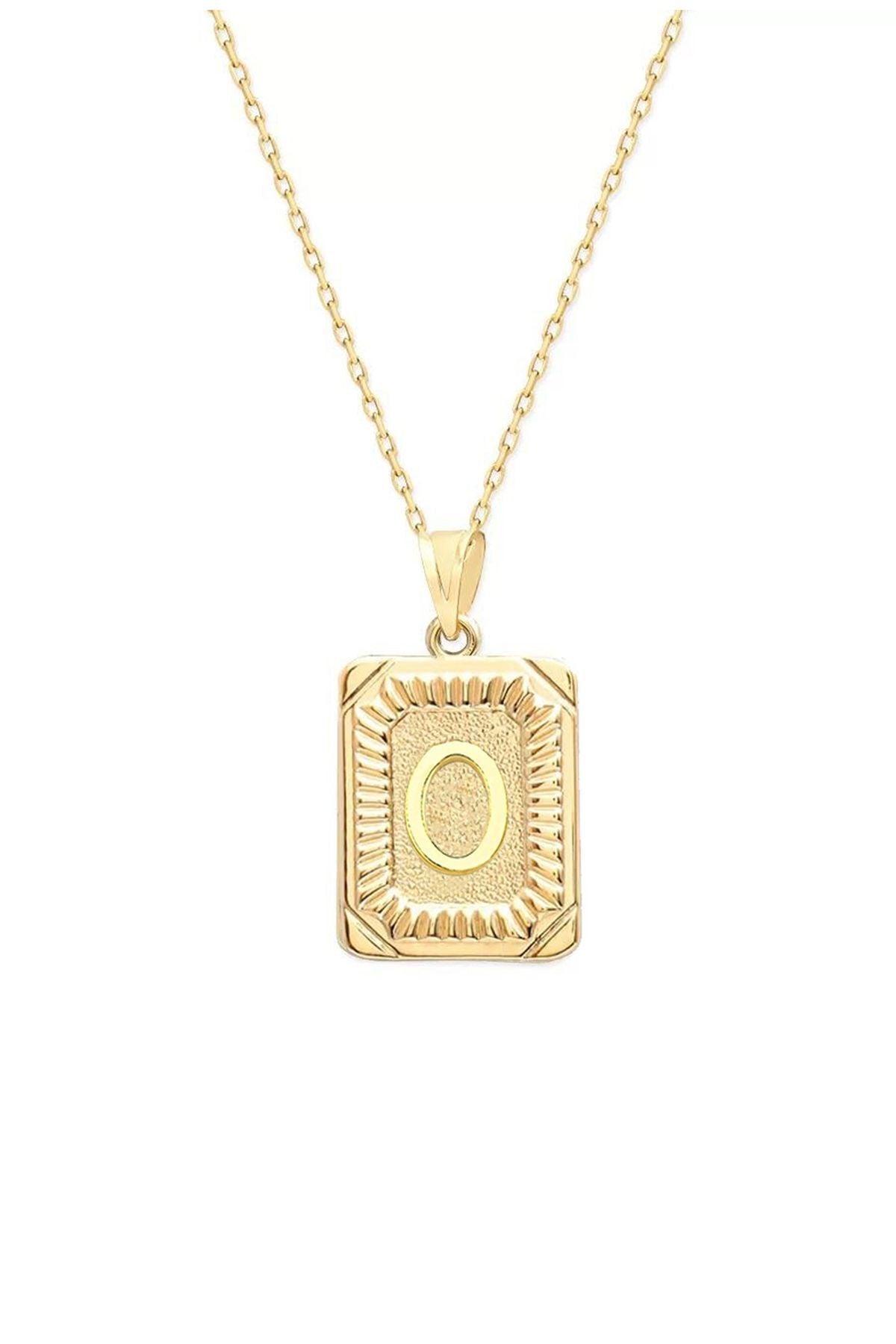 O letter Vintage cut 14 k gold -plated women's necklace