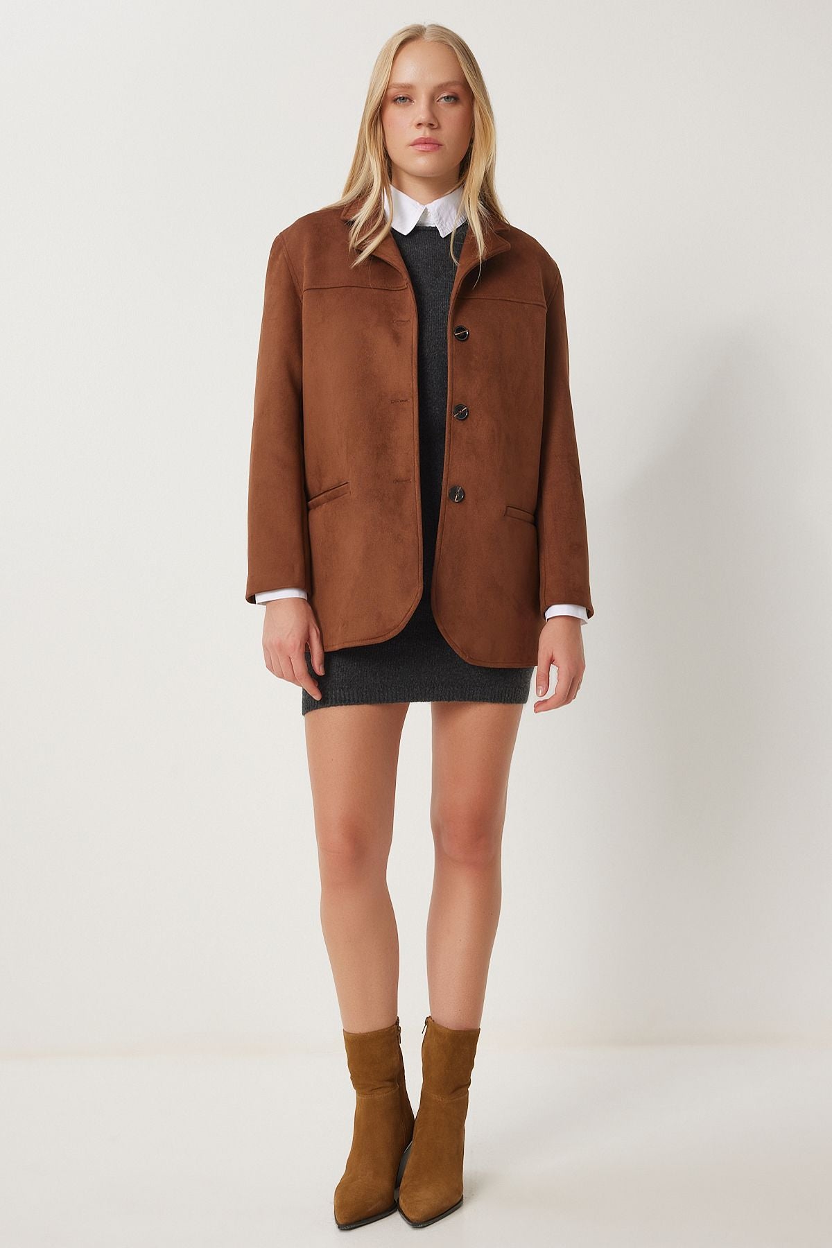 Female Brown Premium Suede Jacket FK00012