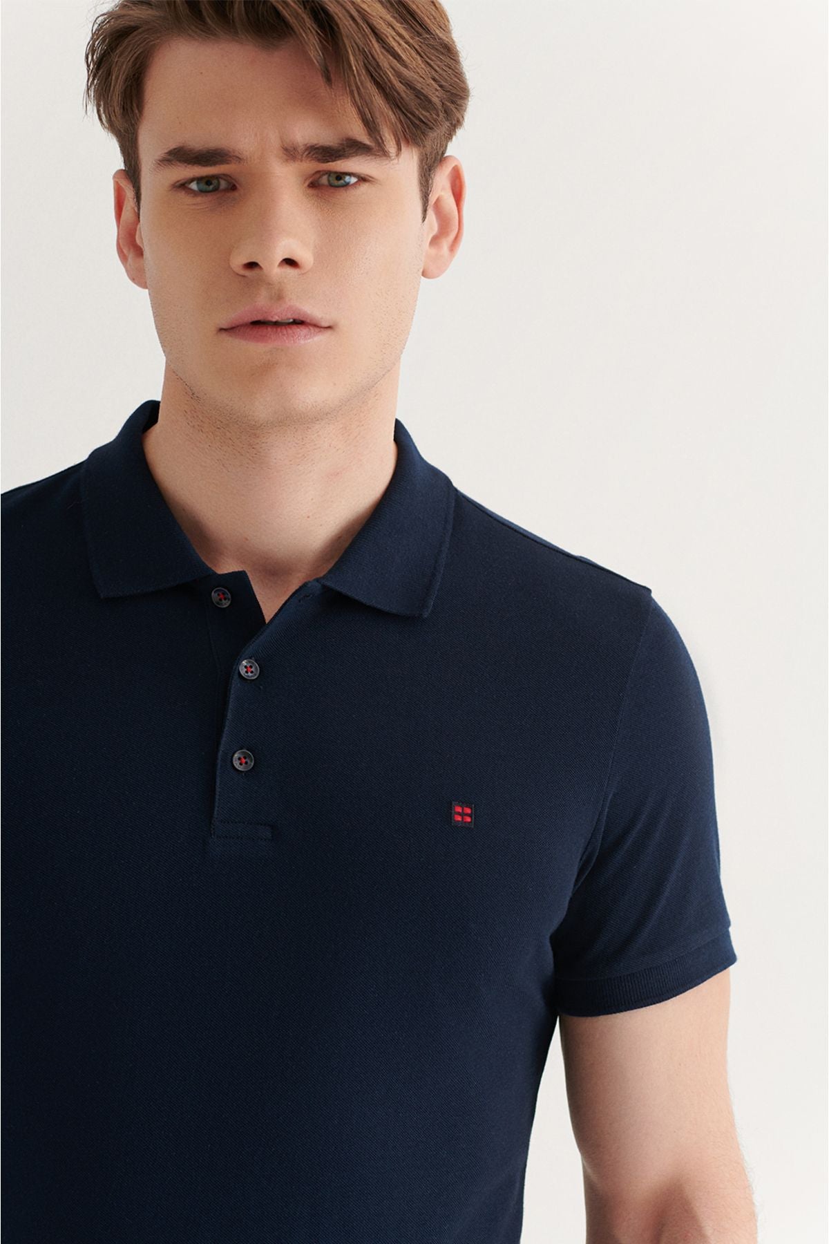 Men's navy blue polo collar t-shirt 100 %cotton cools holds Fit E001004